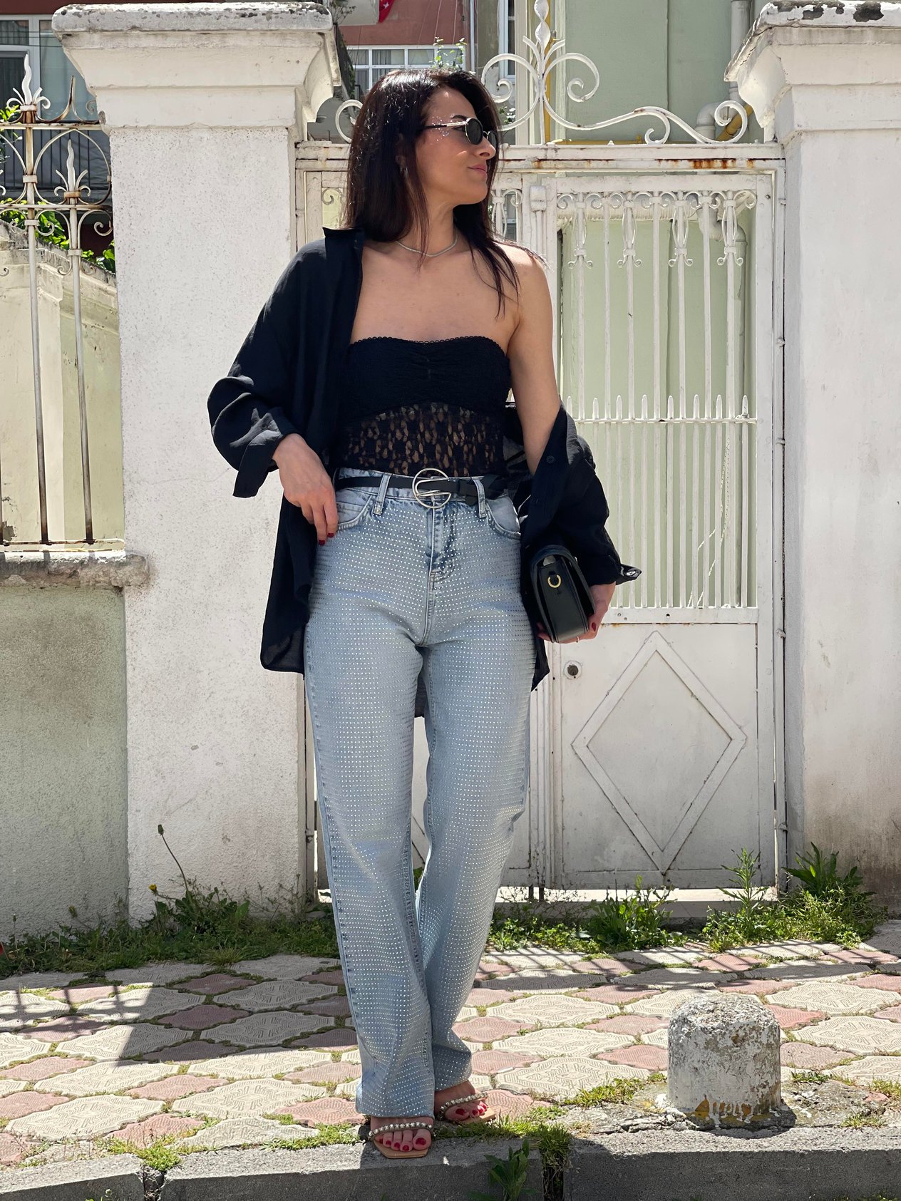 Taşlı jean _1023