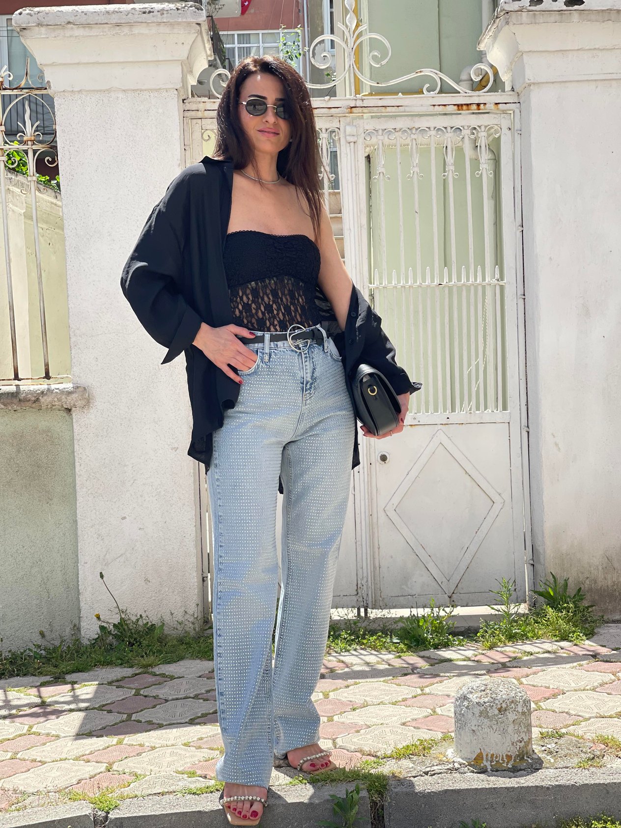 Taşlı jean _1023