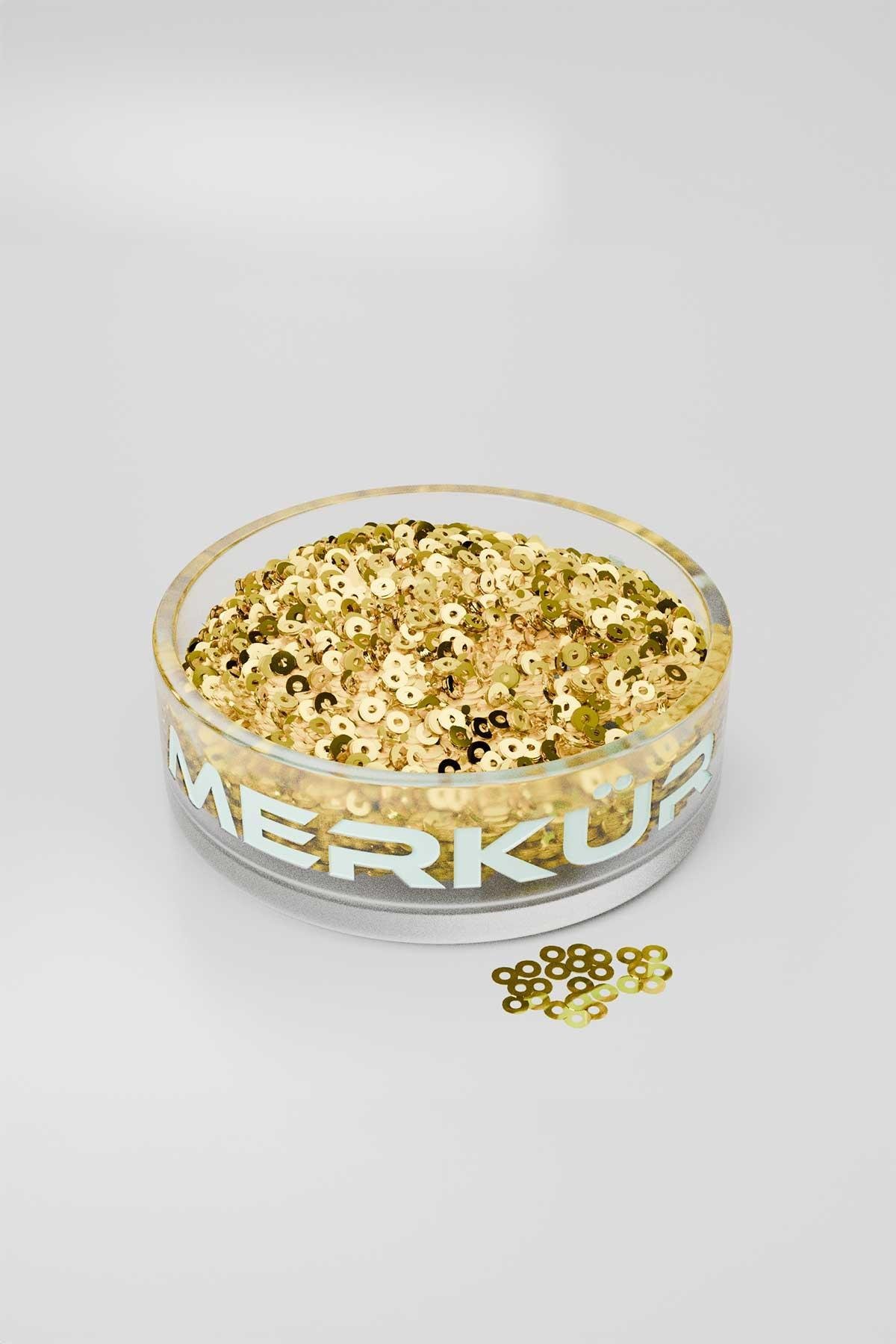 3 mm Ortadan Delik Dökme Pul Payet Altınımsı 1000gr
