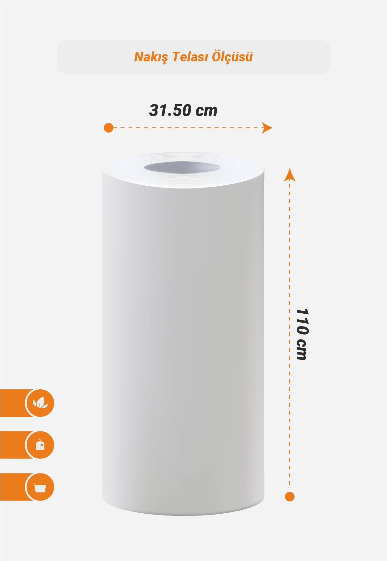 Merkür Nonwovens 506/115CM Beyaz Nakış Telası  - 300MT