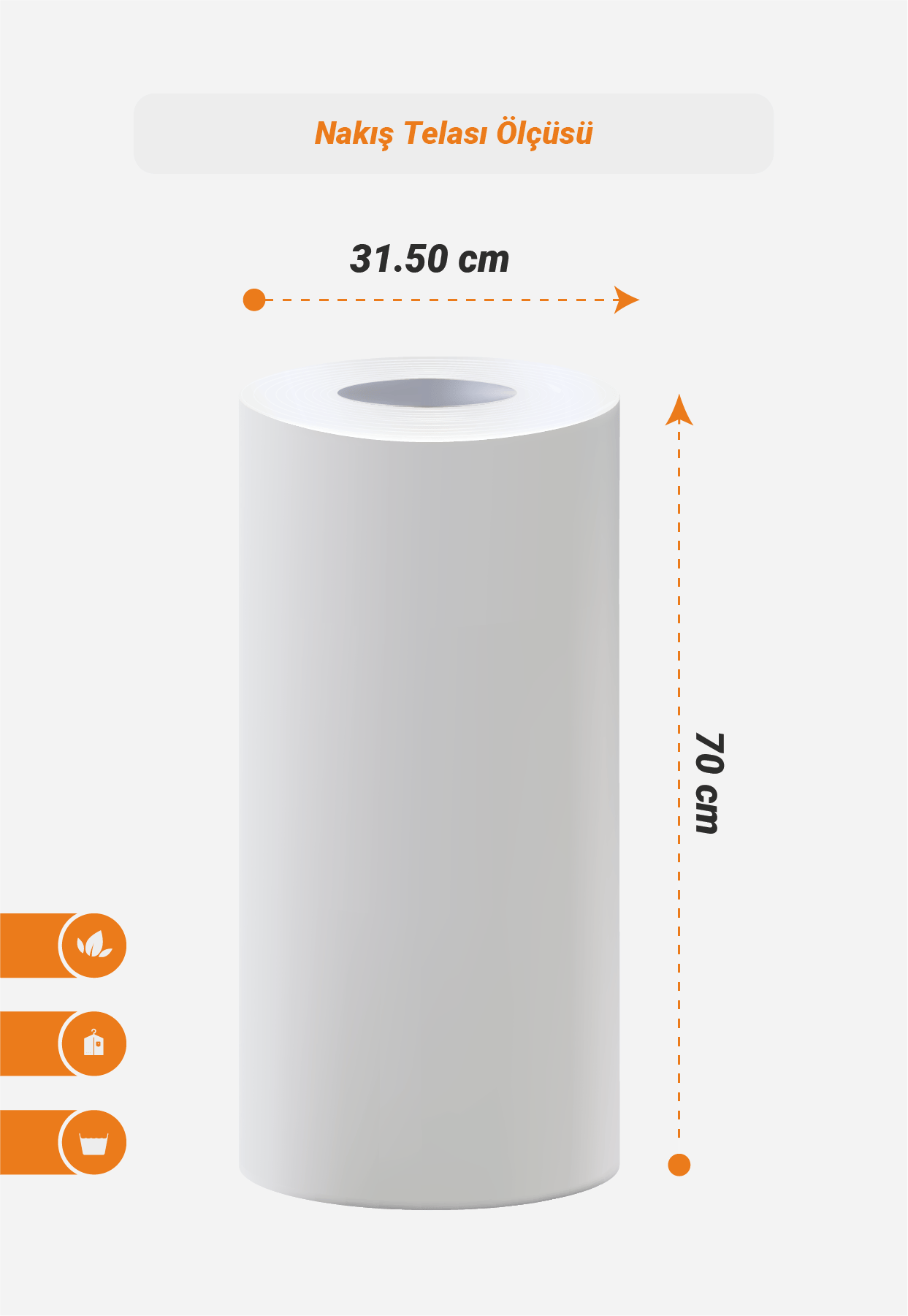 Merkür Nonwovens 506/70CM Beyaz Nakış Telası  - 300MT