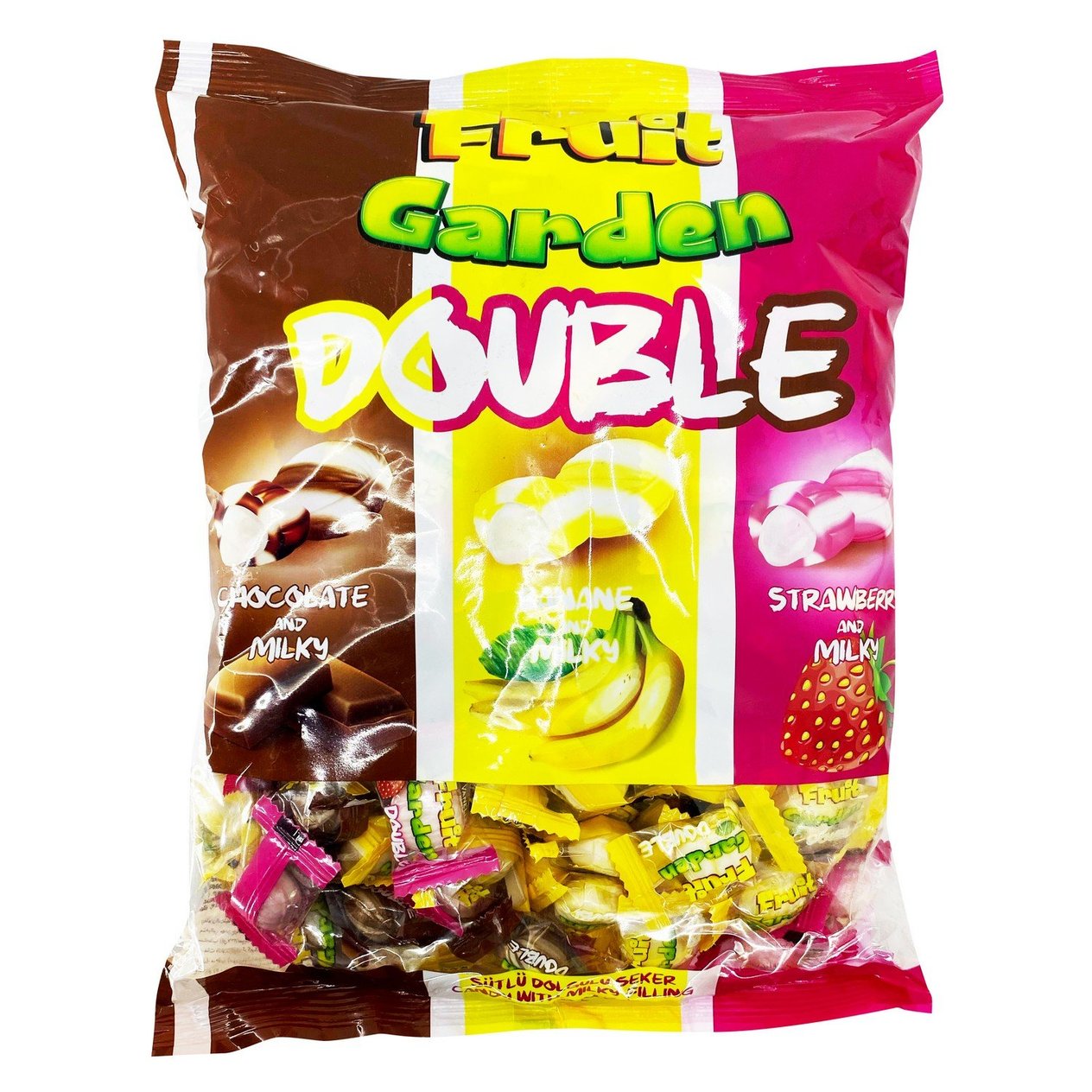 FRUIT GARDEN DOUBLE Milky Filling Candy with assorted fruit flavour - bag