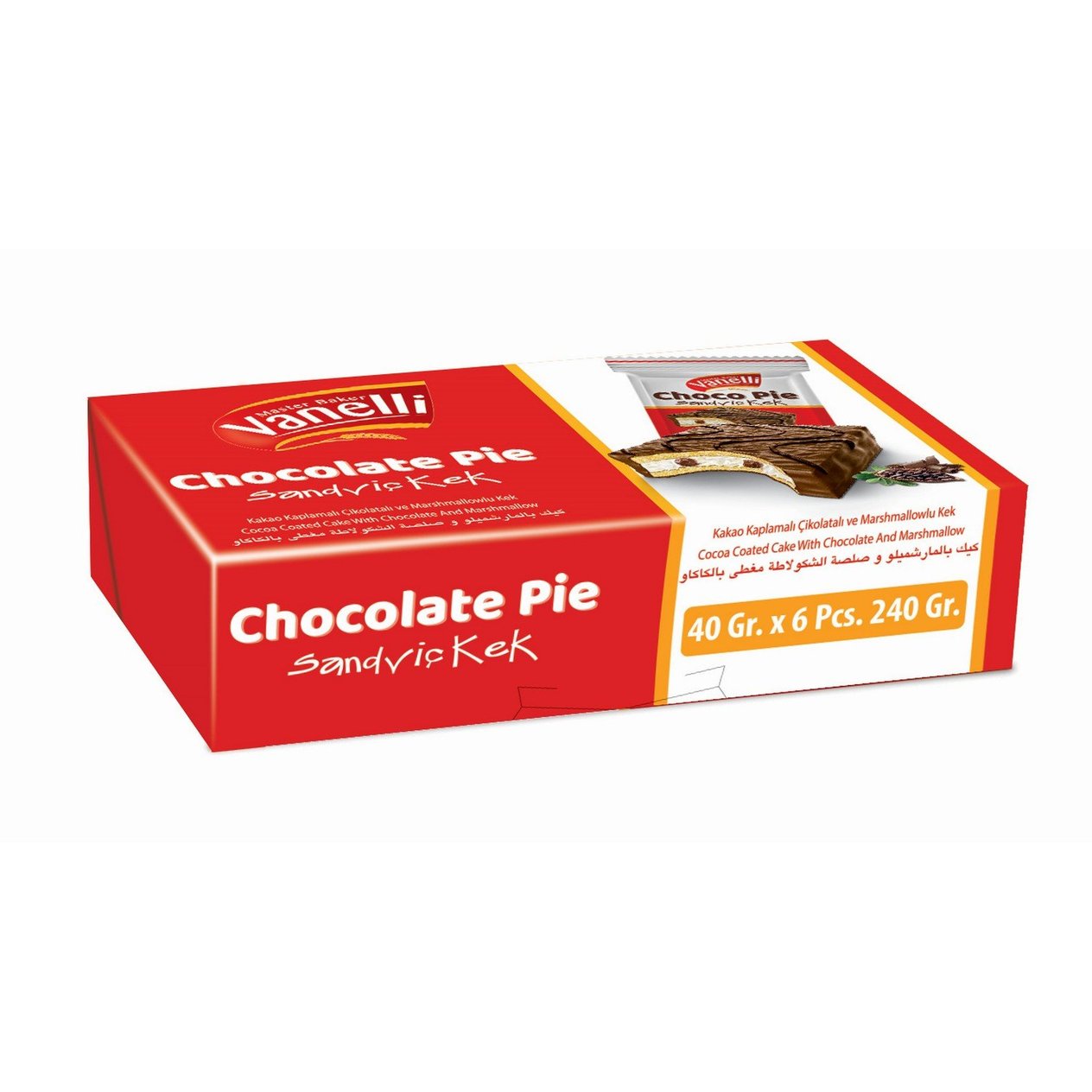 VANELLİ CHOCO-PIE Kakao Kaplamalı Marshmelow Kek (40gr*6)