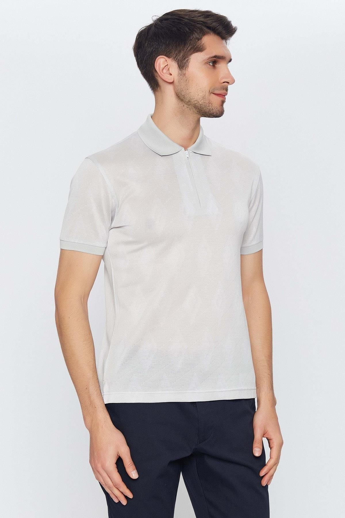 Bej Polo Yaka 100%pamuk Mercerize Kısa Kol T-shirt