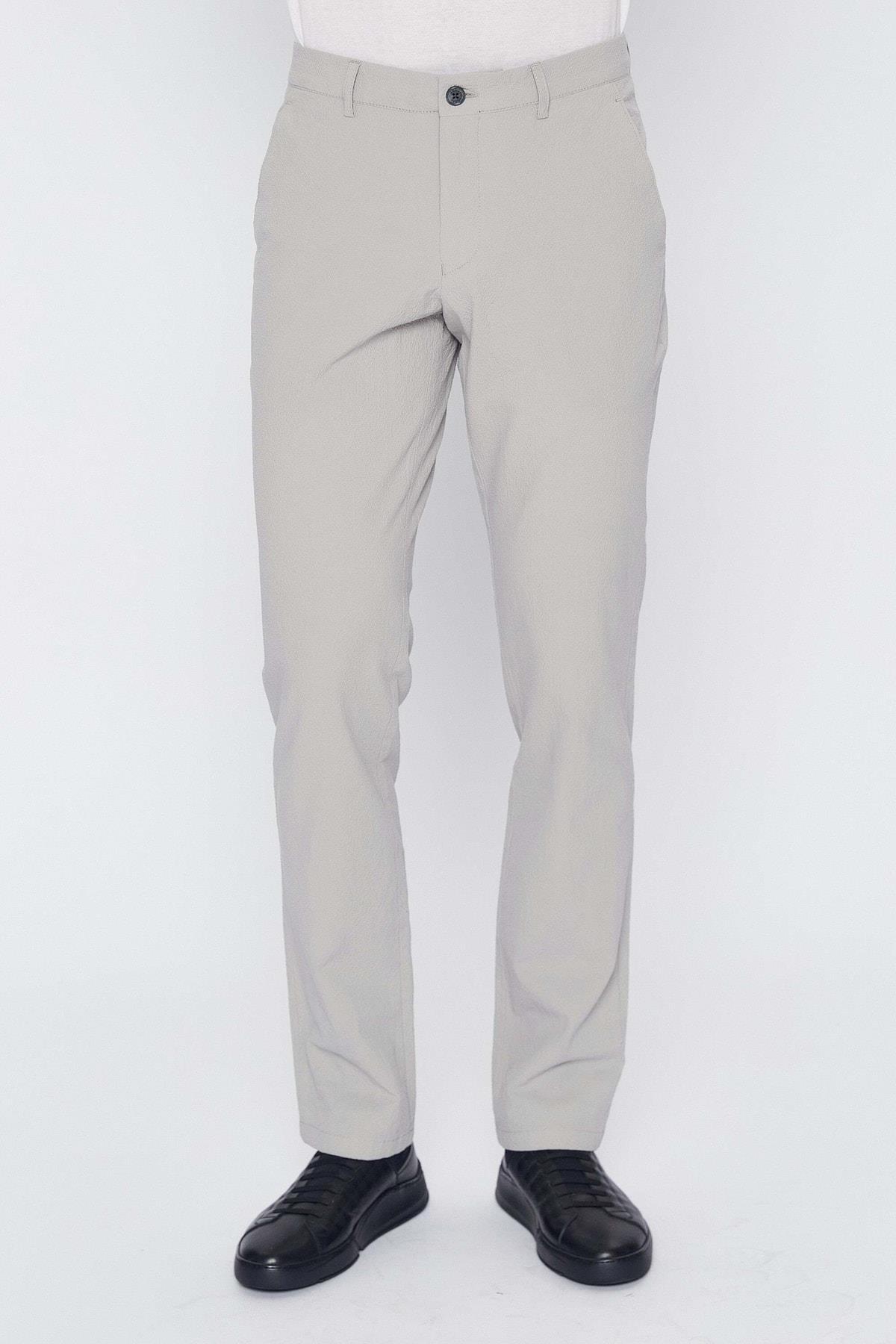 Erkek Açık Gri Pamuk Pantalon