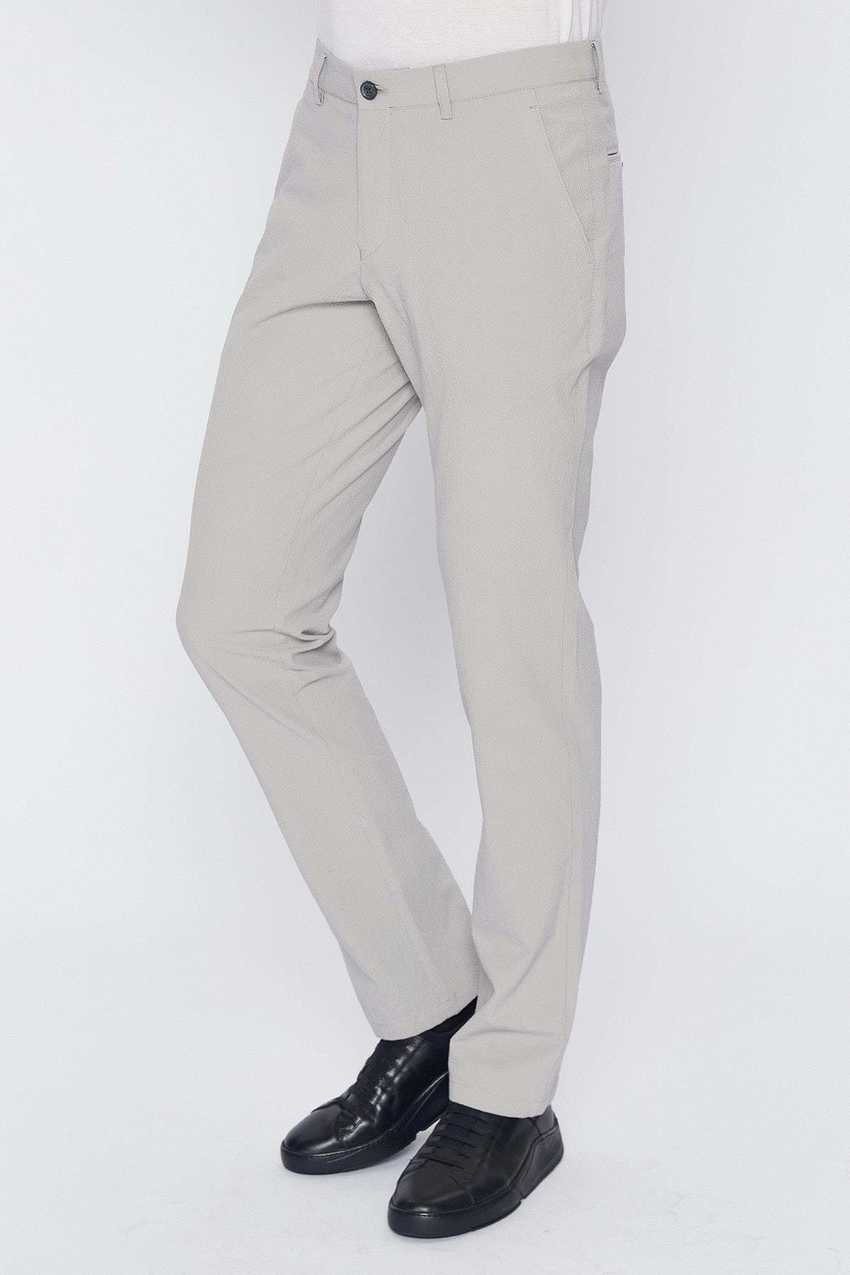 Erkek Açık Gri Pamuk Pantalon