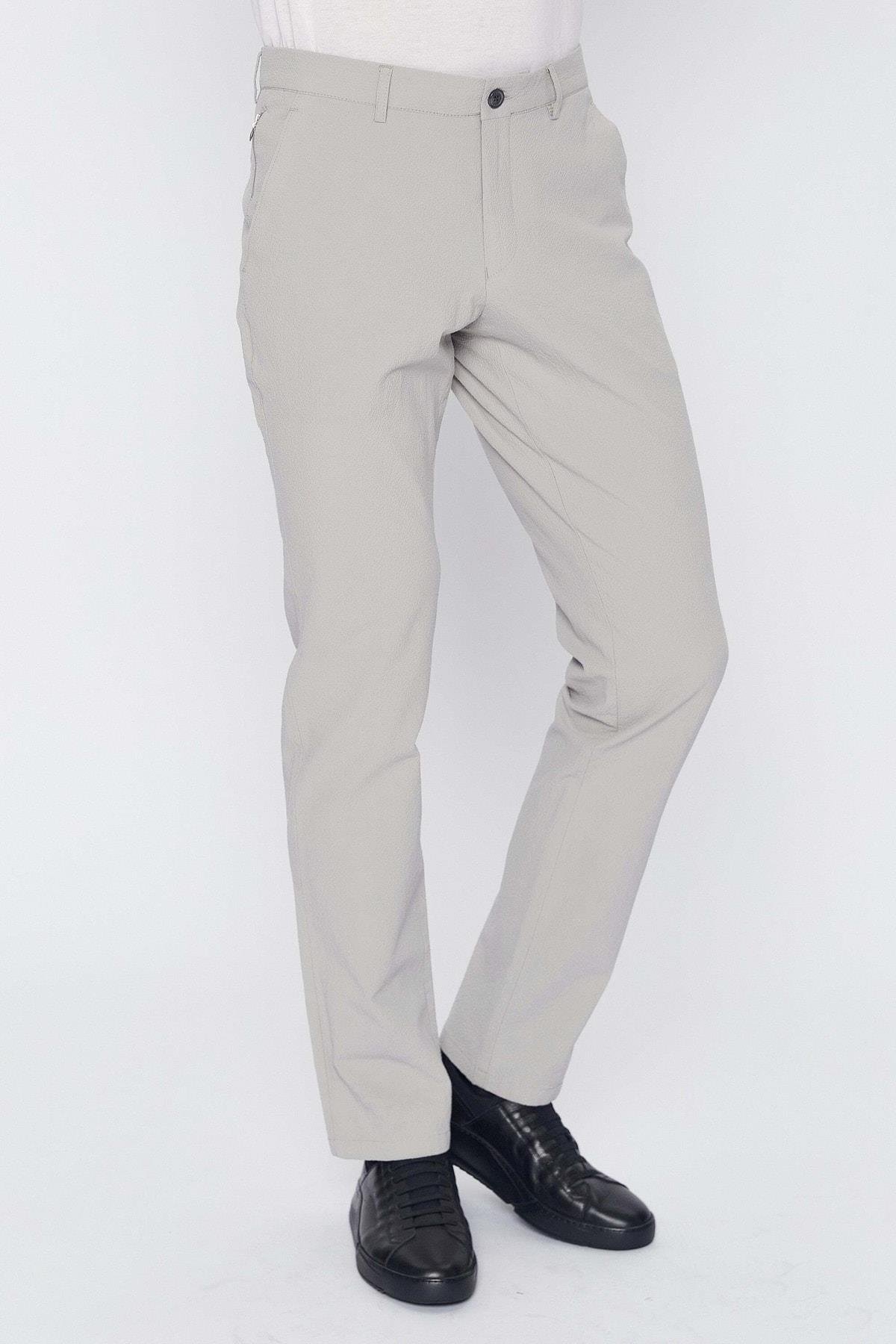 Erkek Açık Gri Pamuk Pantalon