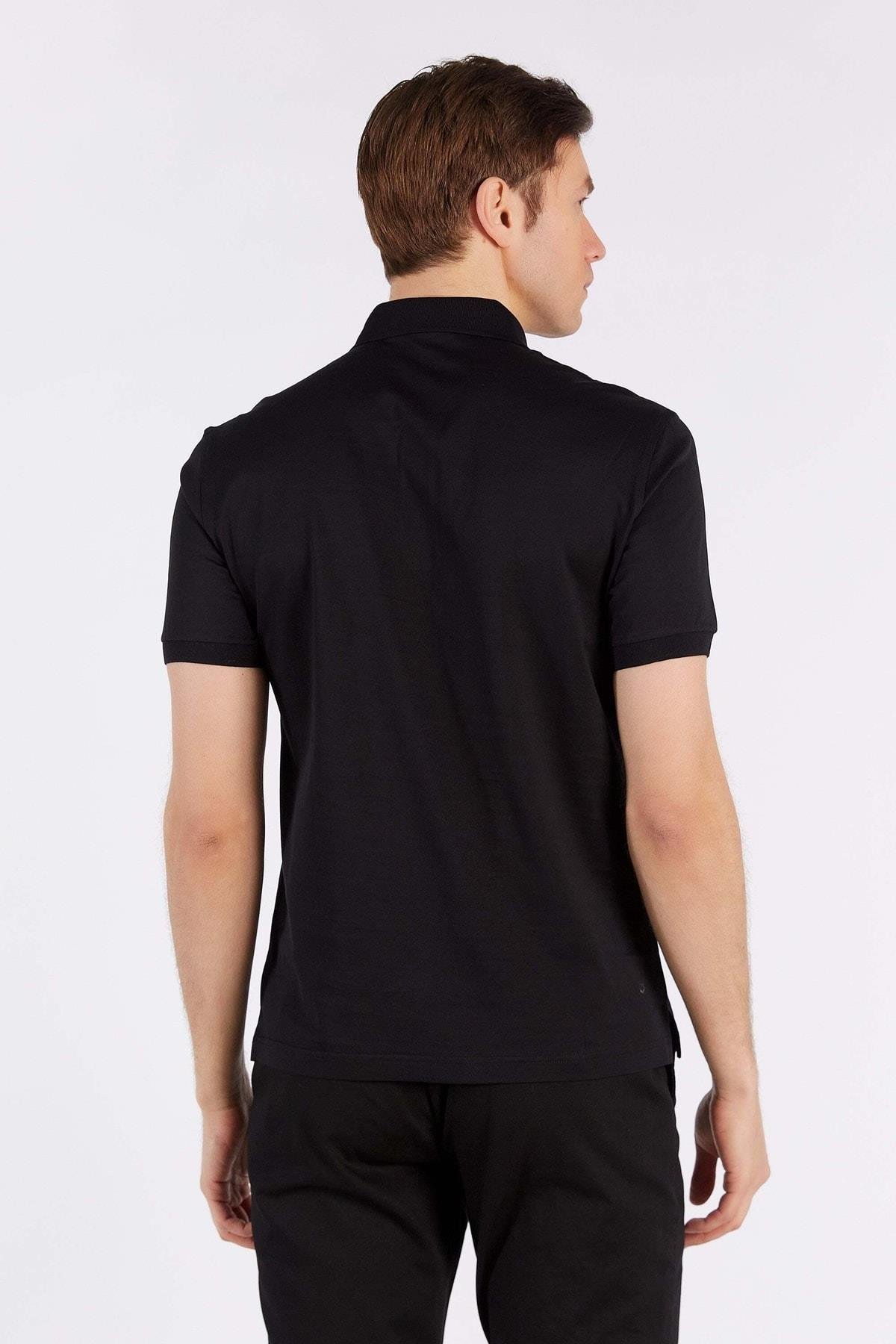 Erkek Siyah Kısa Kol Polo Yaka %100 Pamuk T-shirt