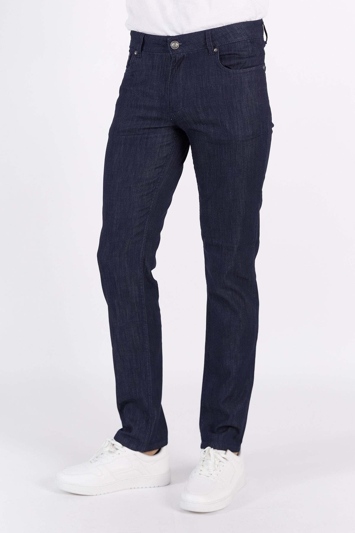Koyu Lacivert Regular Esnek 5 Cep Ince Kot Pantalon