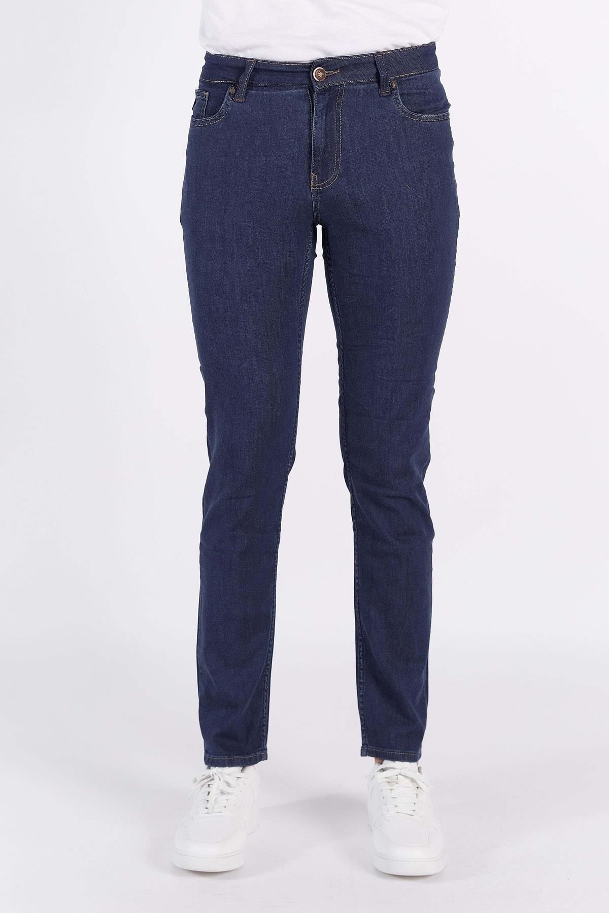 Lacivert Düz Regular Fit Denim Pantalon