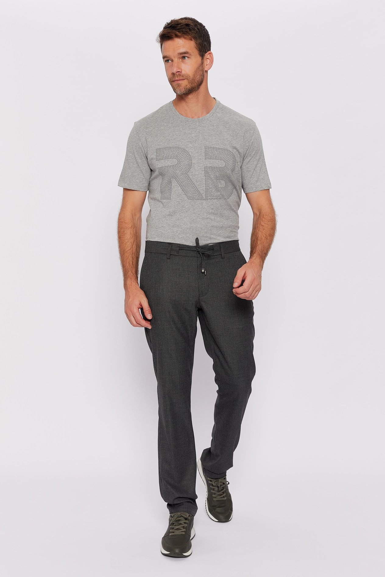 Romano Botta Gri Desenli Regular Fit Casual Pantolon 