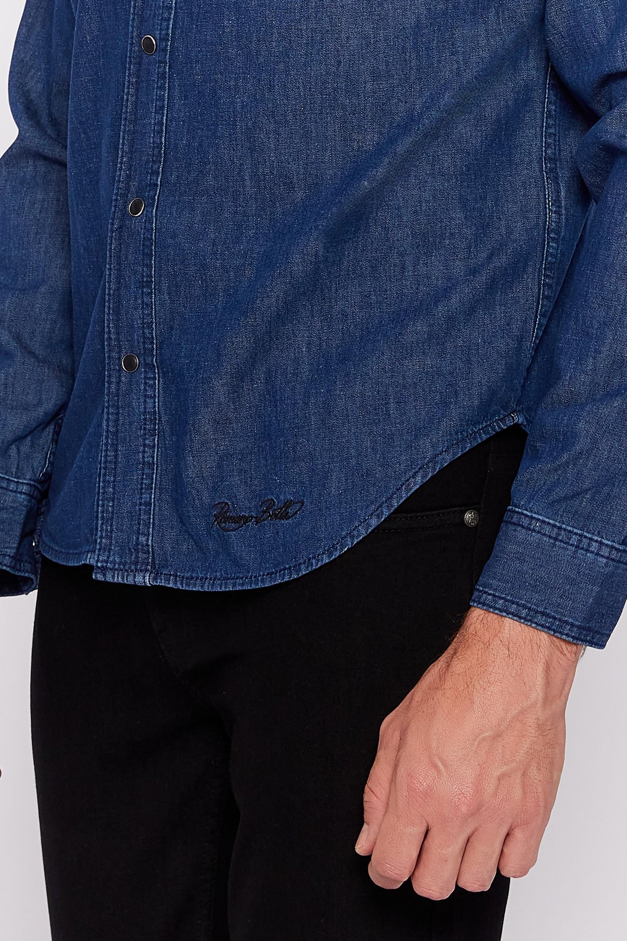 Romano Botta Koyu Mavi Düz Slim Fit Klasik %100 Pamuk Gömlek