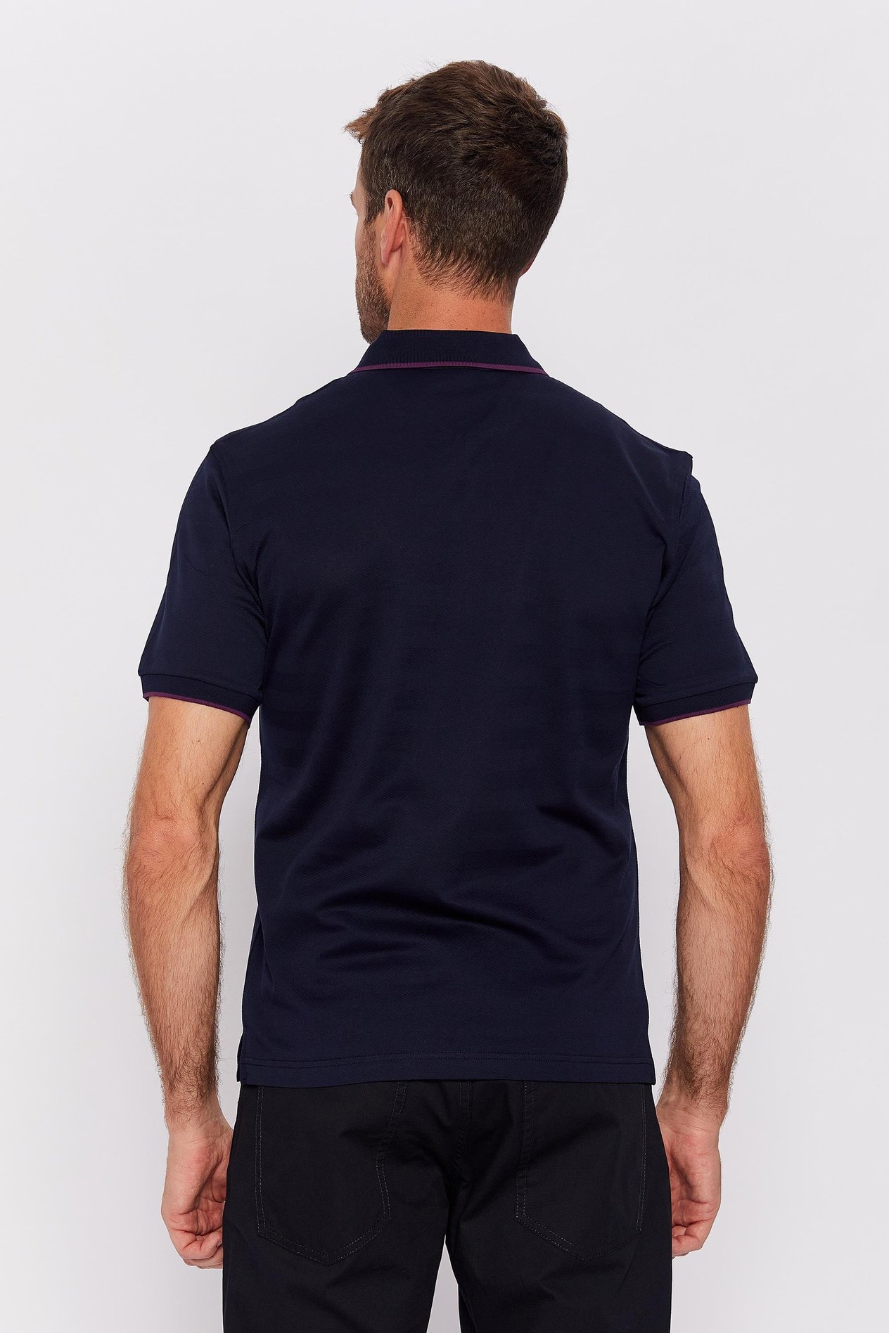 Romano Botta Lacivert Fermuarlı Polo Yaka Kısa Kol Desenli T-shirt