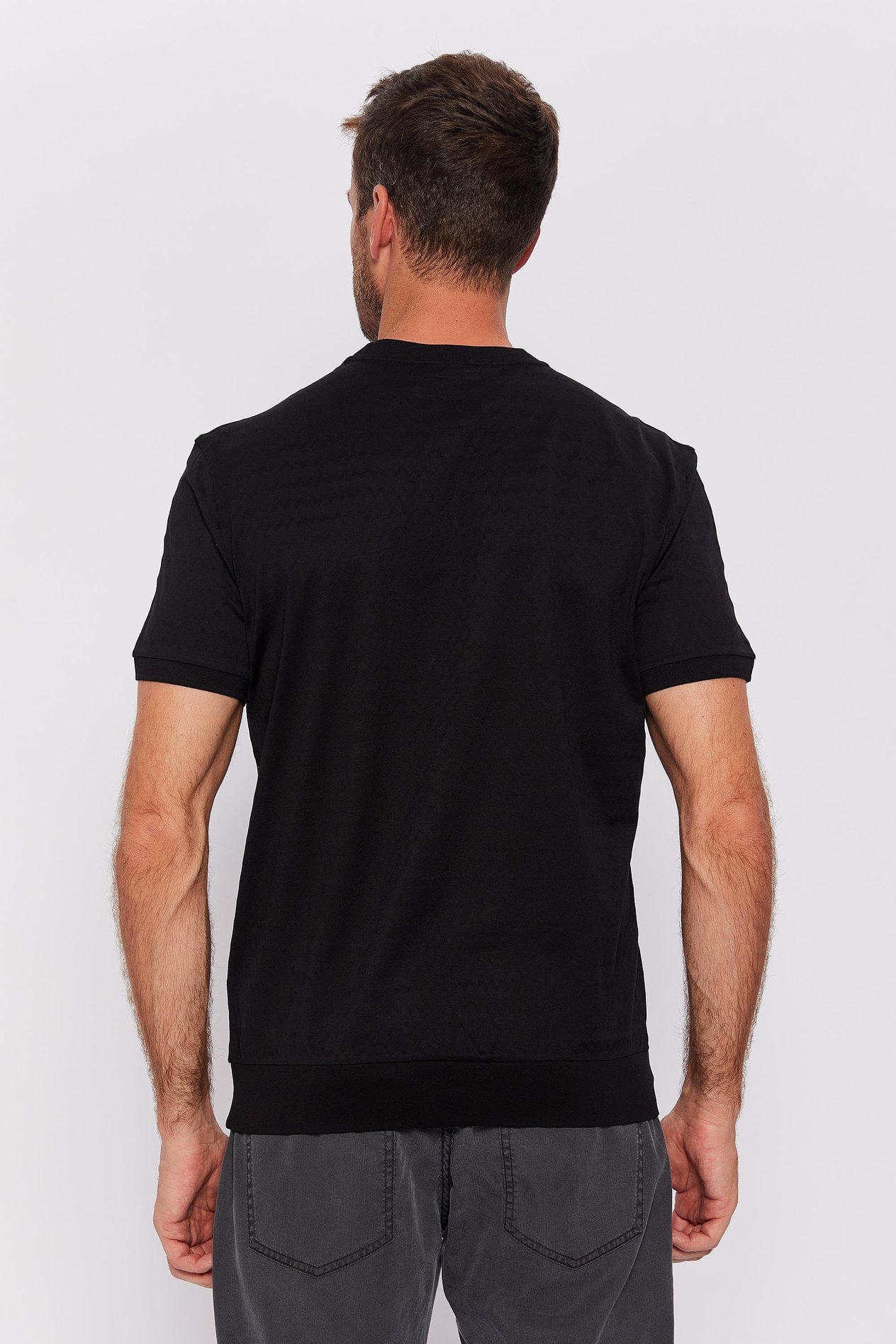 Romano Botta Siyah Yuvarlak Yaka Kısa Kol Çizgili T-shirt