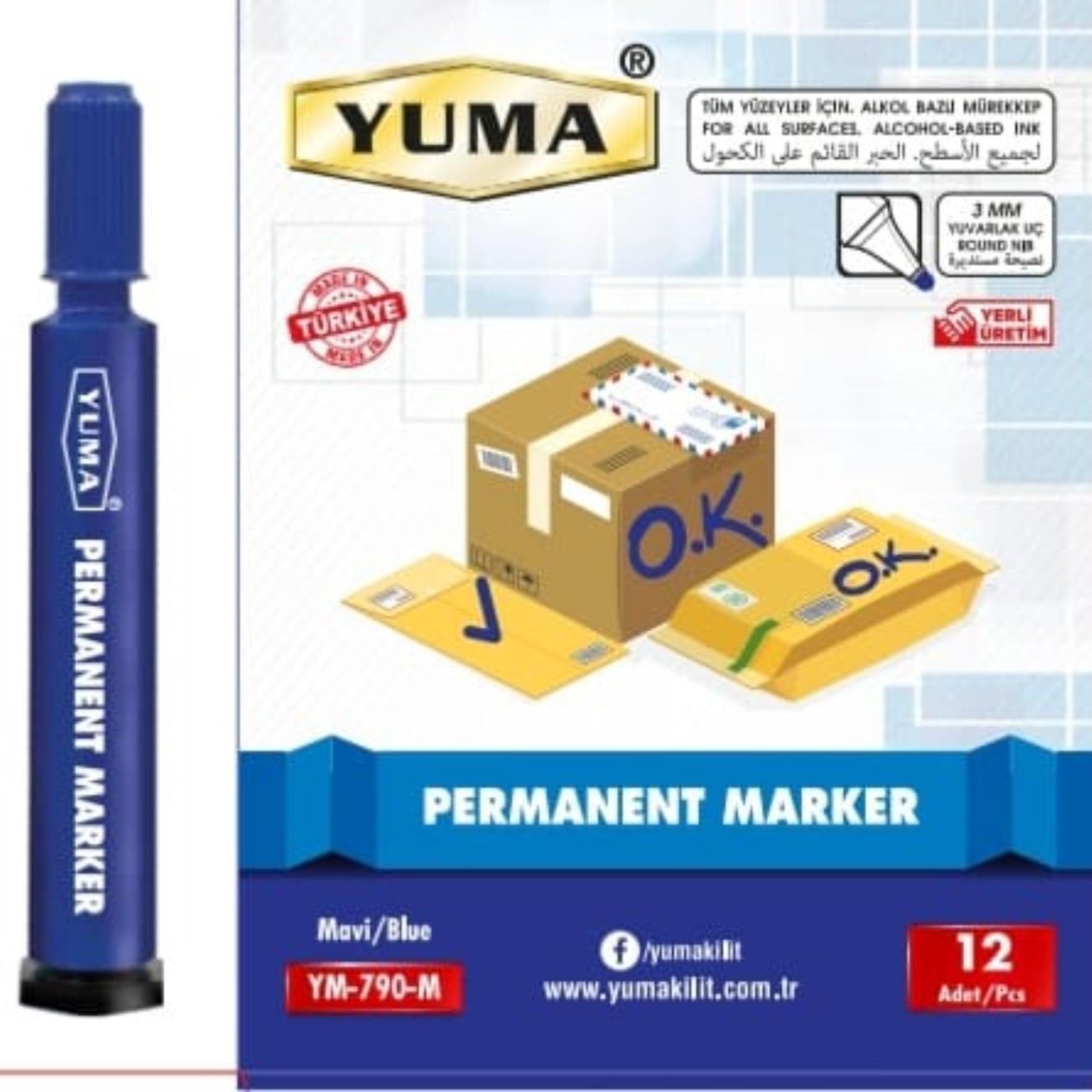 YUMA KOLİ KALEMİ MAVİ YM-790-M