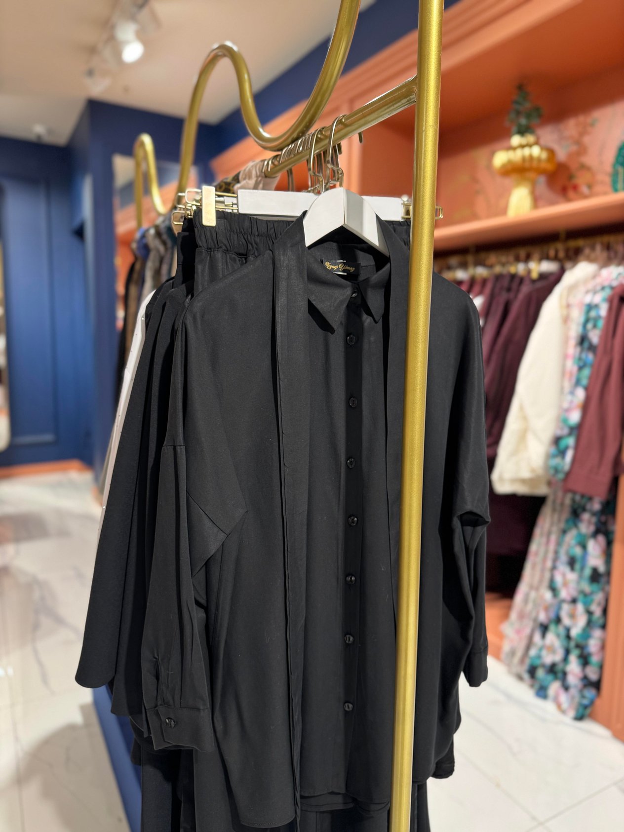 Kemerli Tencel Takım Siyah 