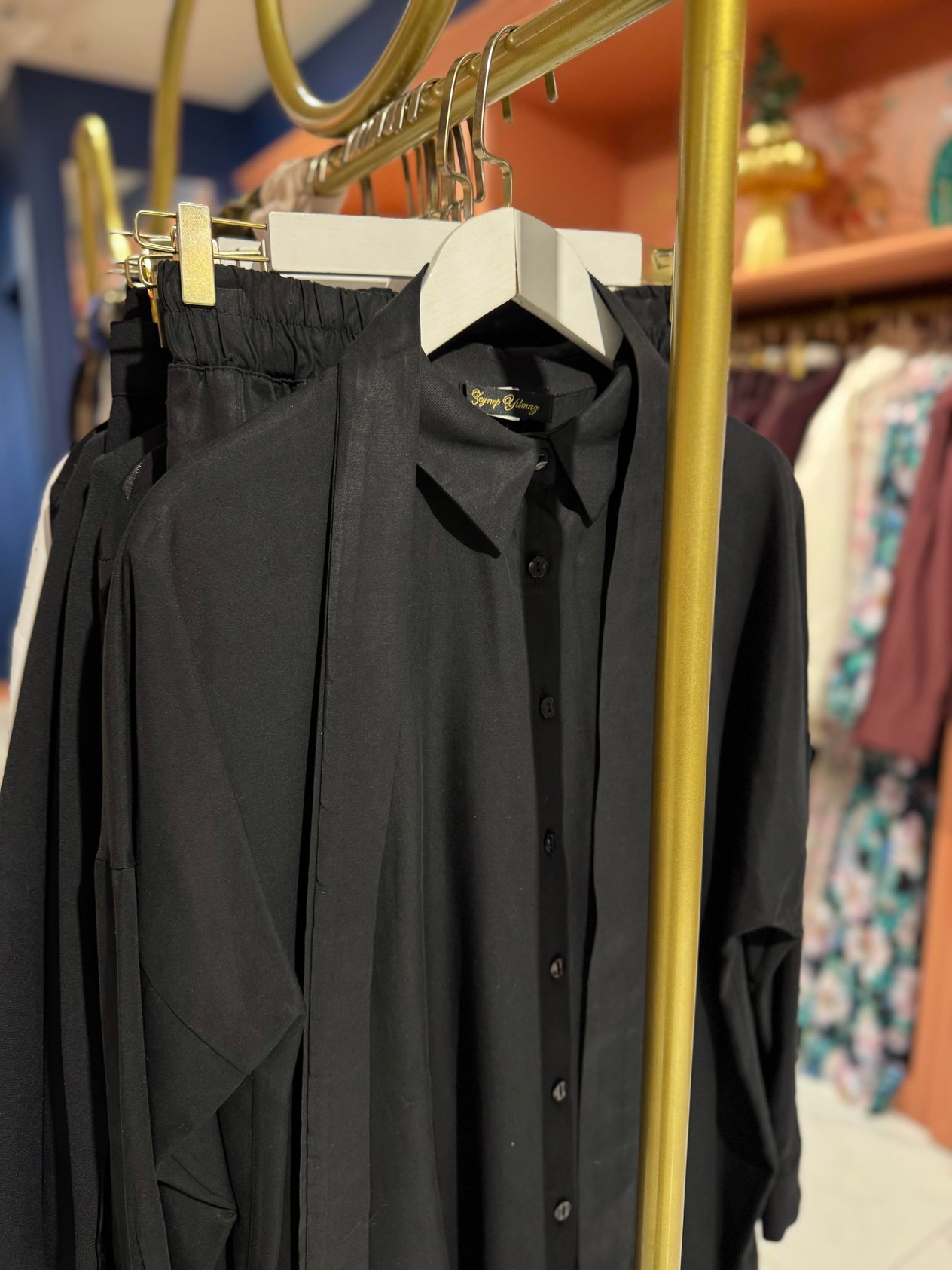 Kemerli Tencel Takım Siyah 