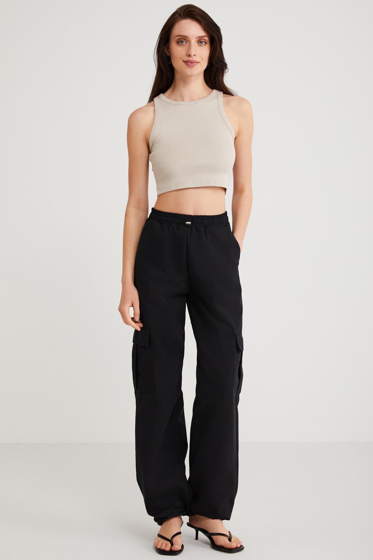 JOYCE Örme Crop Açık Gri Tekli Atlet