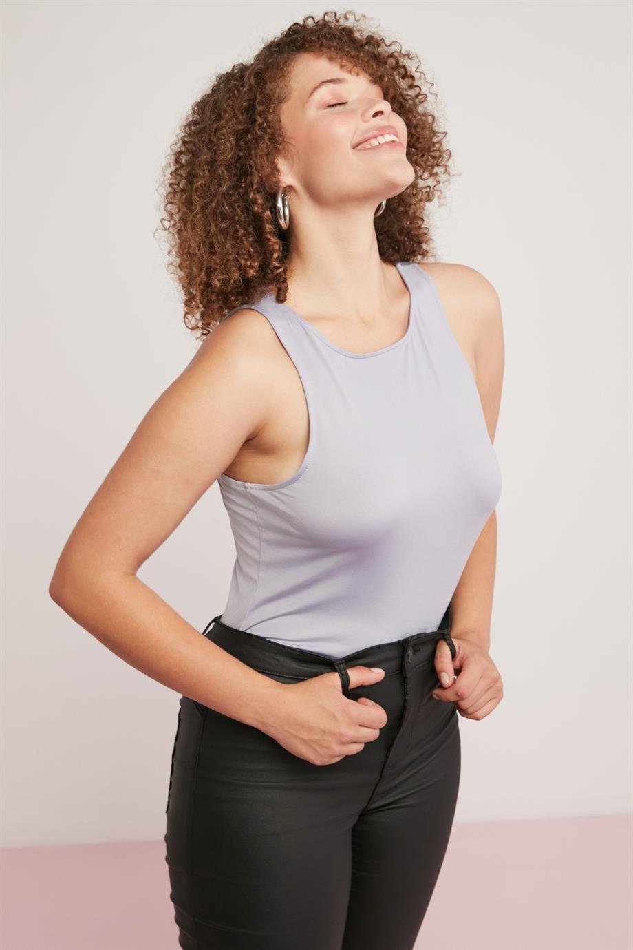 SHELBY Örme Slim Gri Tekli Büyük Beden Body