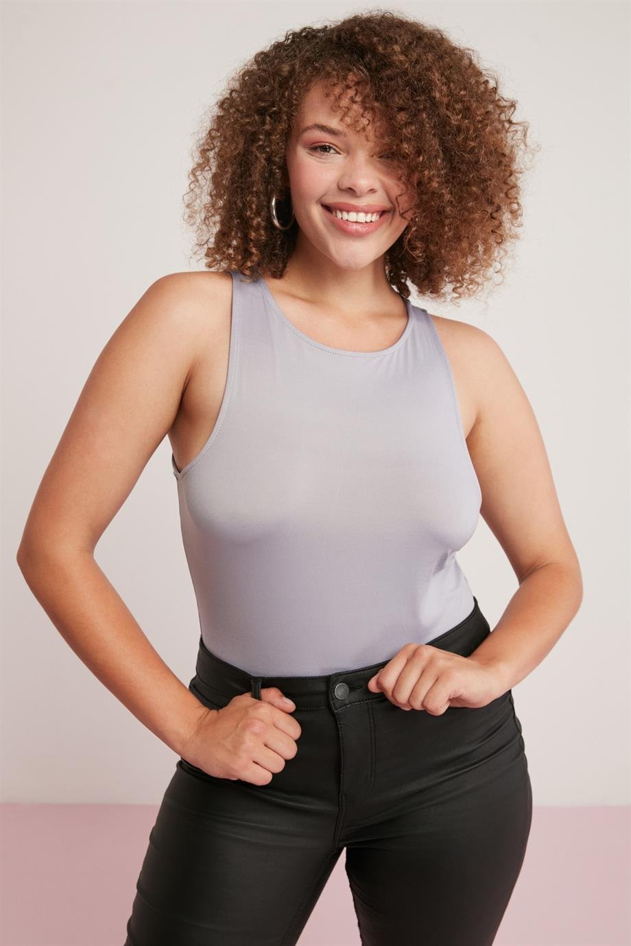 SHELBY Örme Slim Gri Tekli Büyük Beden Body