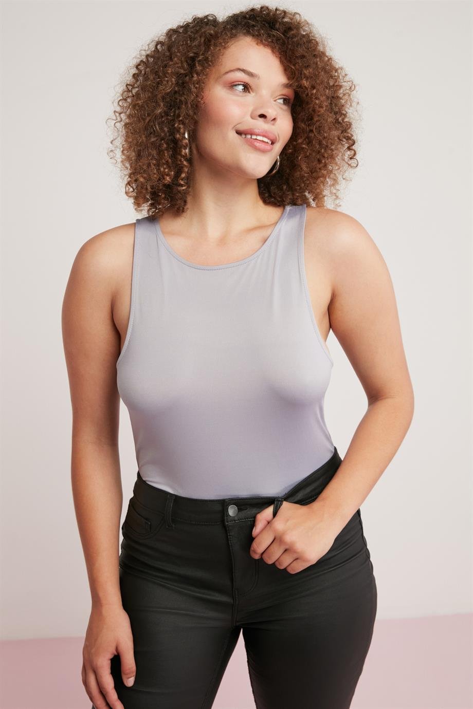 SHELBY Örme Slim Gri Tekli Büyük Beden Body