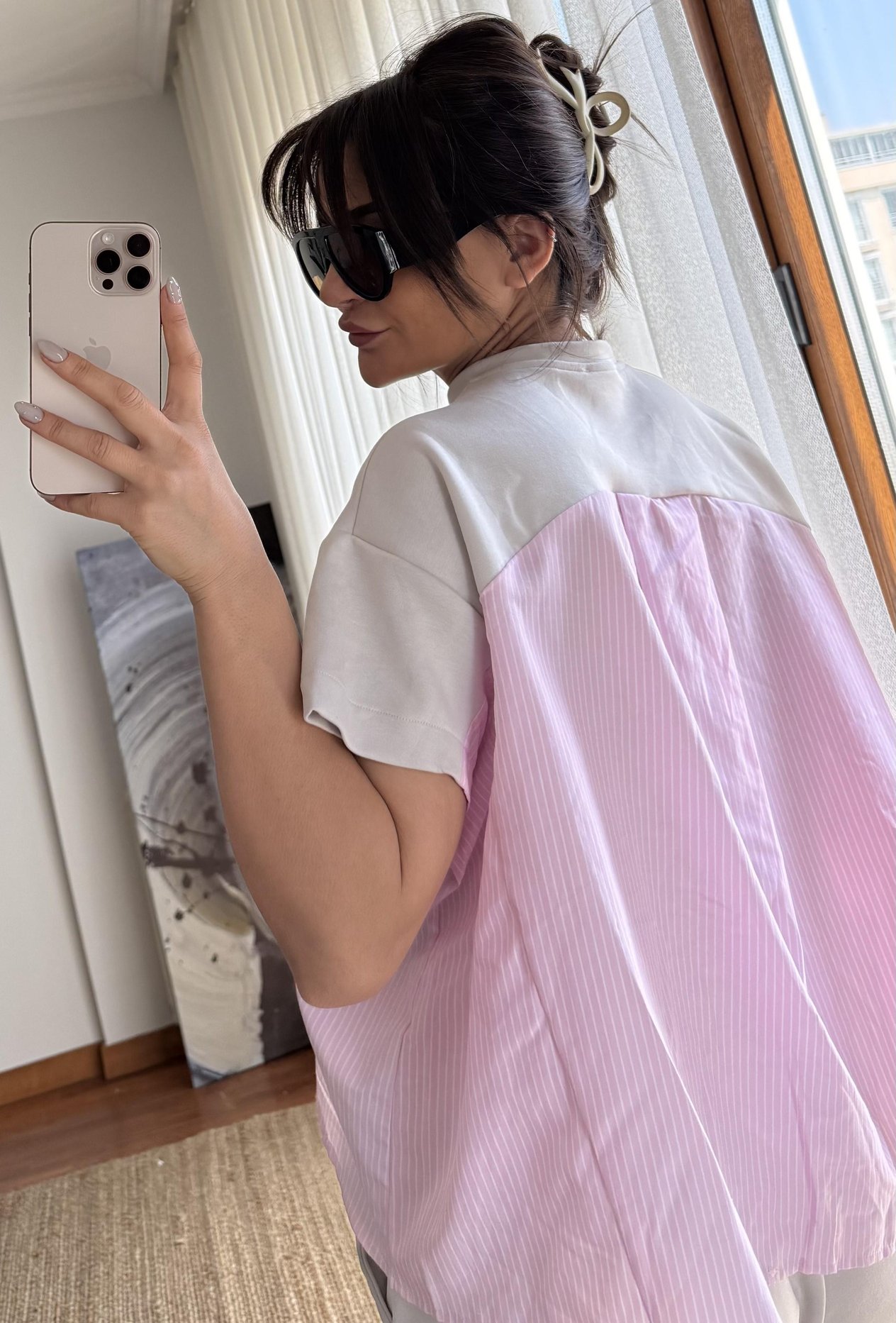 Garnili Oversize  Tişört 2'Lİ Takım -Pembe