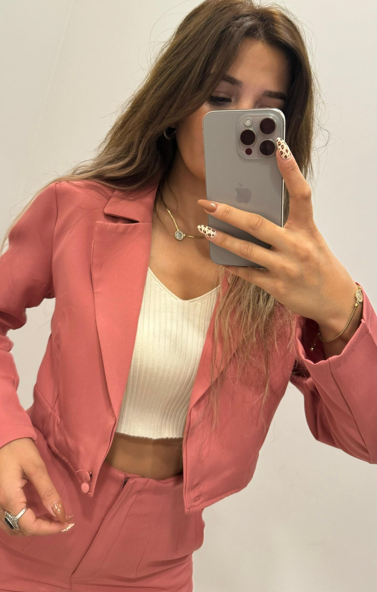 Gül Kurusu Pantolon Crop Ceket Takım