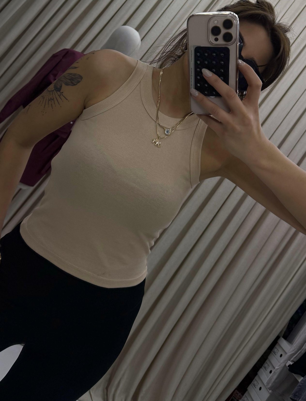 Halter Omuz Bisiklet Yaka Bej Atlet