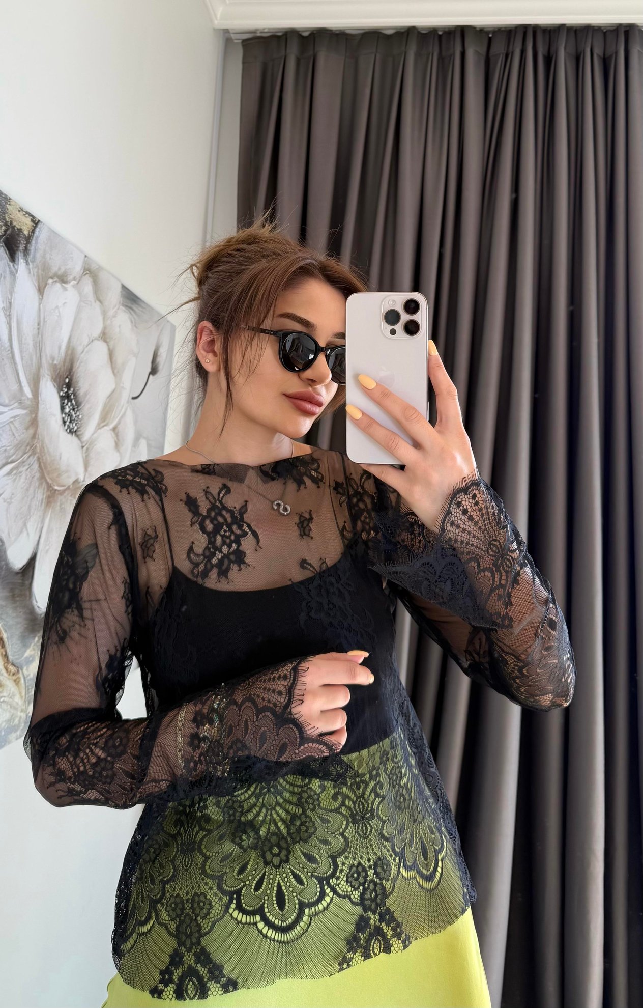 Regular Fit Kayık Yaka Dantel Esnek Örme Siyah