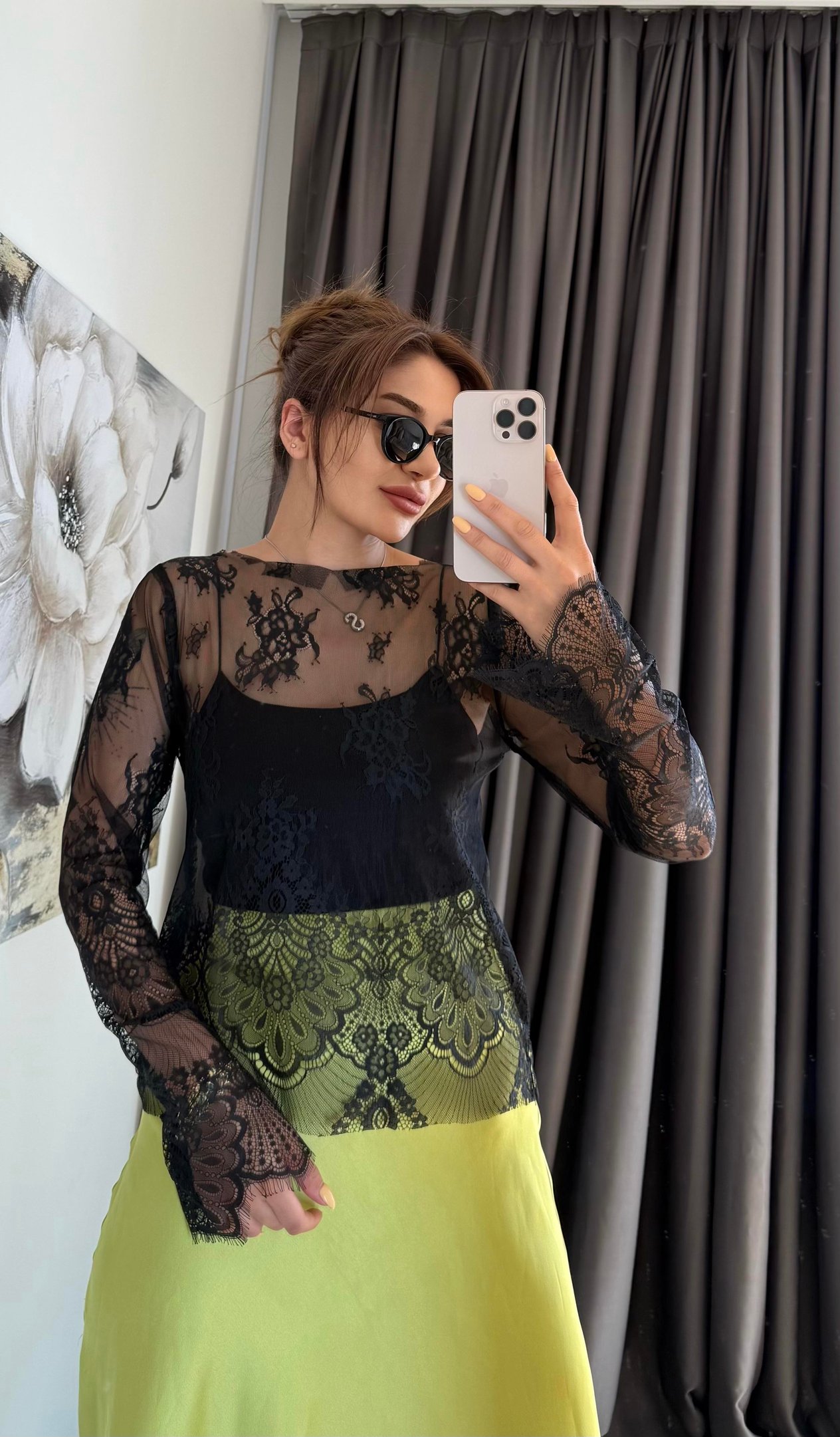 Regular Fit Kayık Yaka Dantel Esnek Örme Siyah
