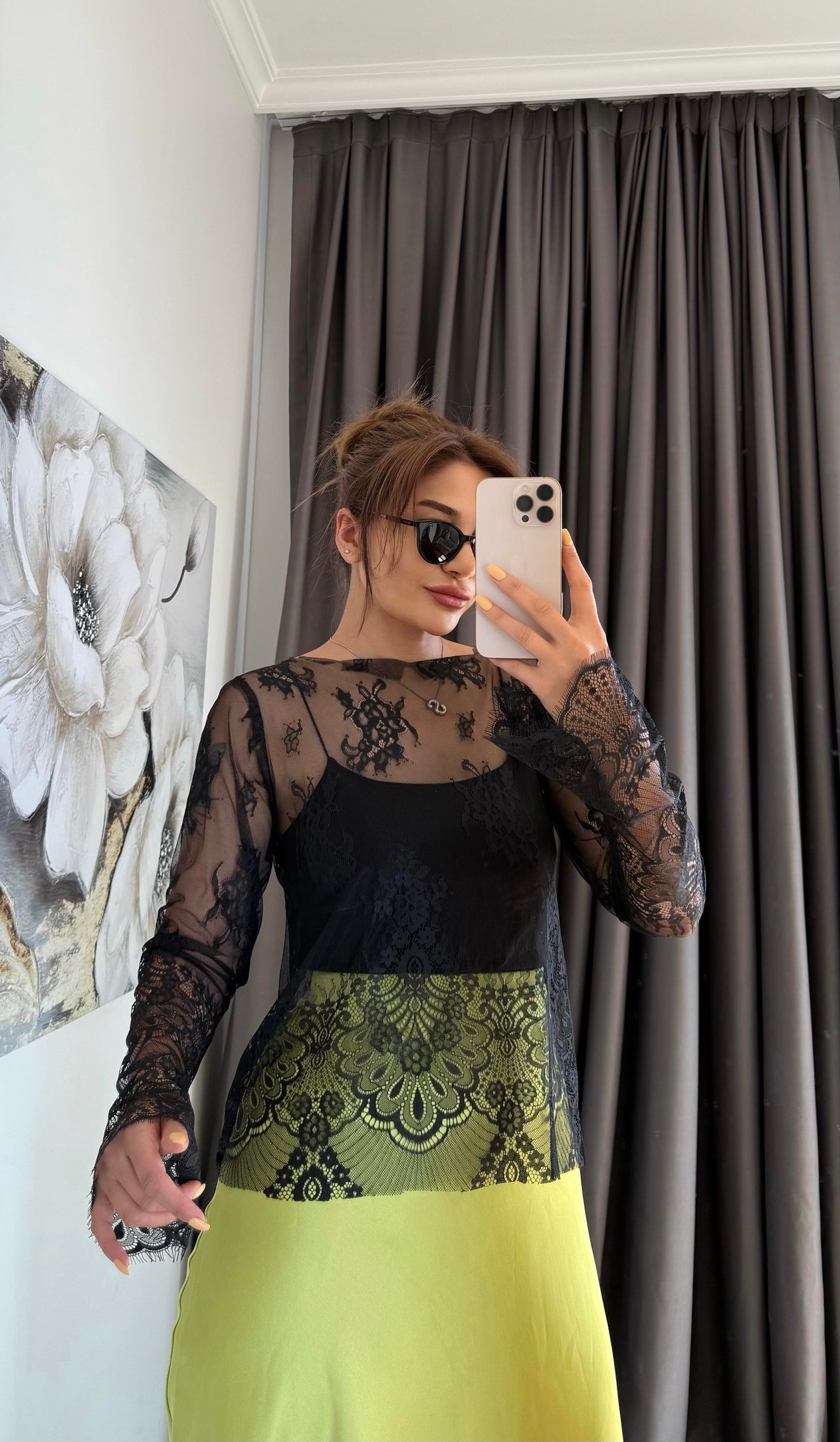 Regular Fit Kayık Yaka Dantel Esnek Örme Siyah