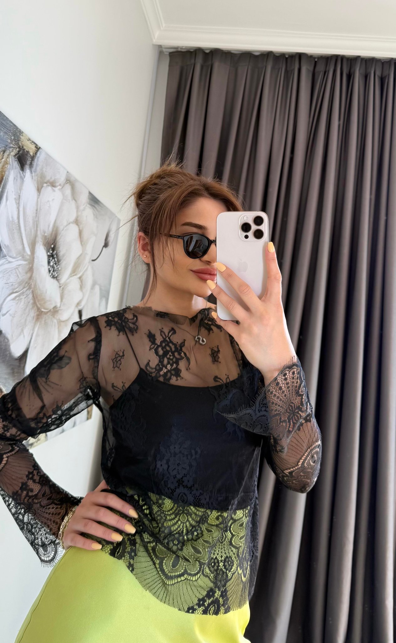 Regular Fit Kayık Yaka Dantel Esnek Örme Siyah