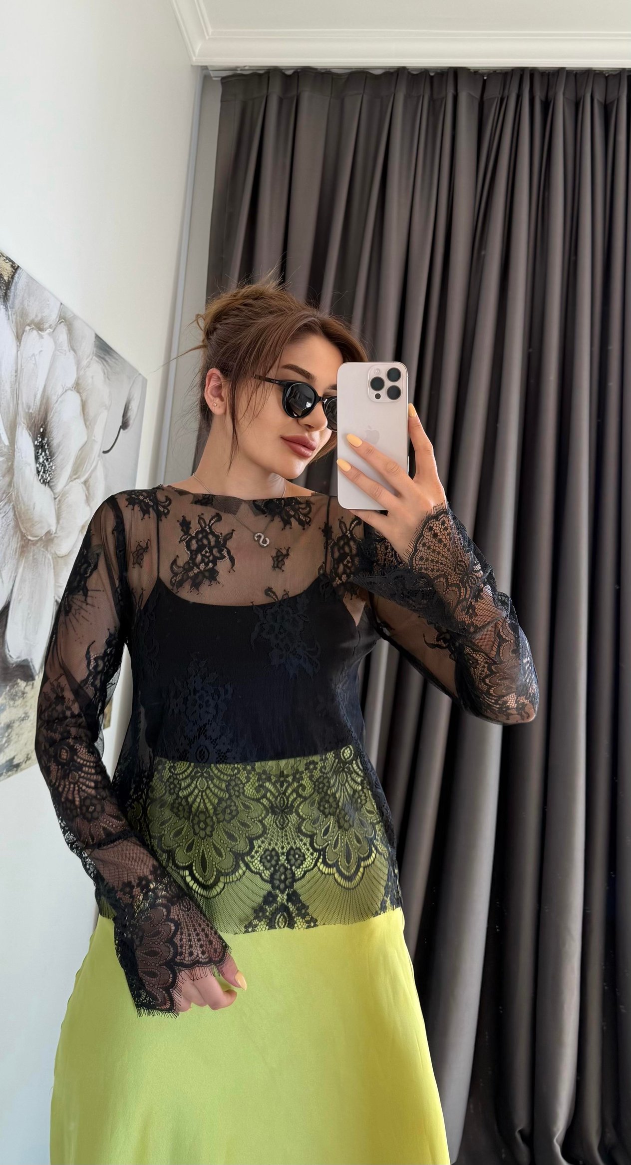 Regular Fit Kayık Yaka Dantel Esnek Örme Siyah