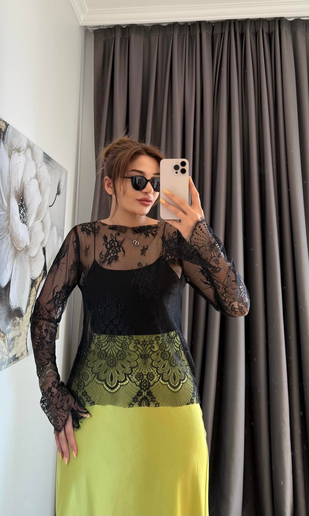 Regular Fit Kayık Yaka Dantel Esnek Örme Siyah