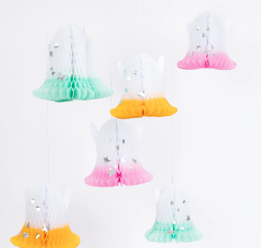 Meri Meri - Ombré Ghost Hanging Decorations - Neon Detaylı Hayalet Asılan Süsler (6'lı)