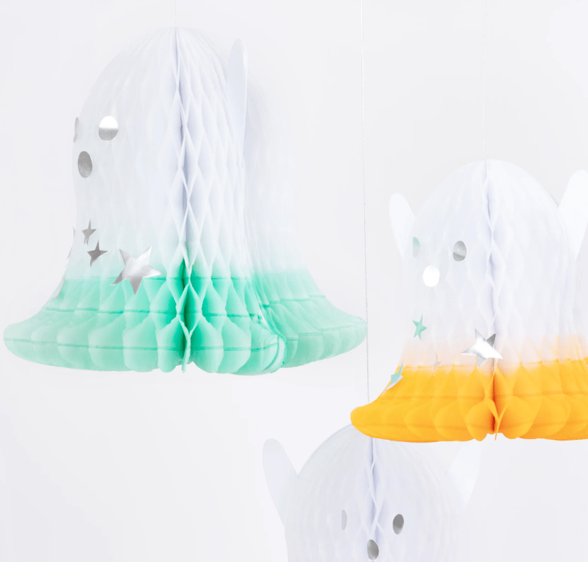 Meri Meri - Ombré Ghost Hanging Decorations - Neon Detaylı Hayalet Asılan Süsler (6'lı)