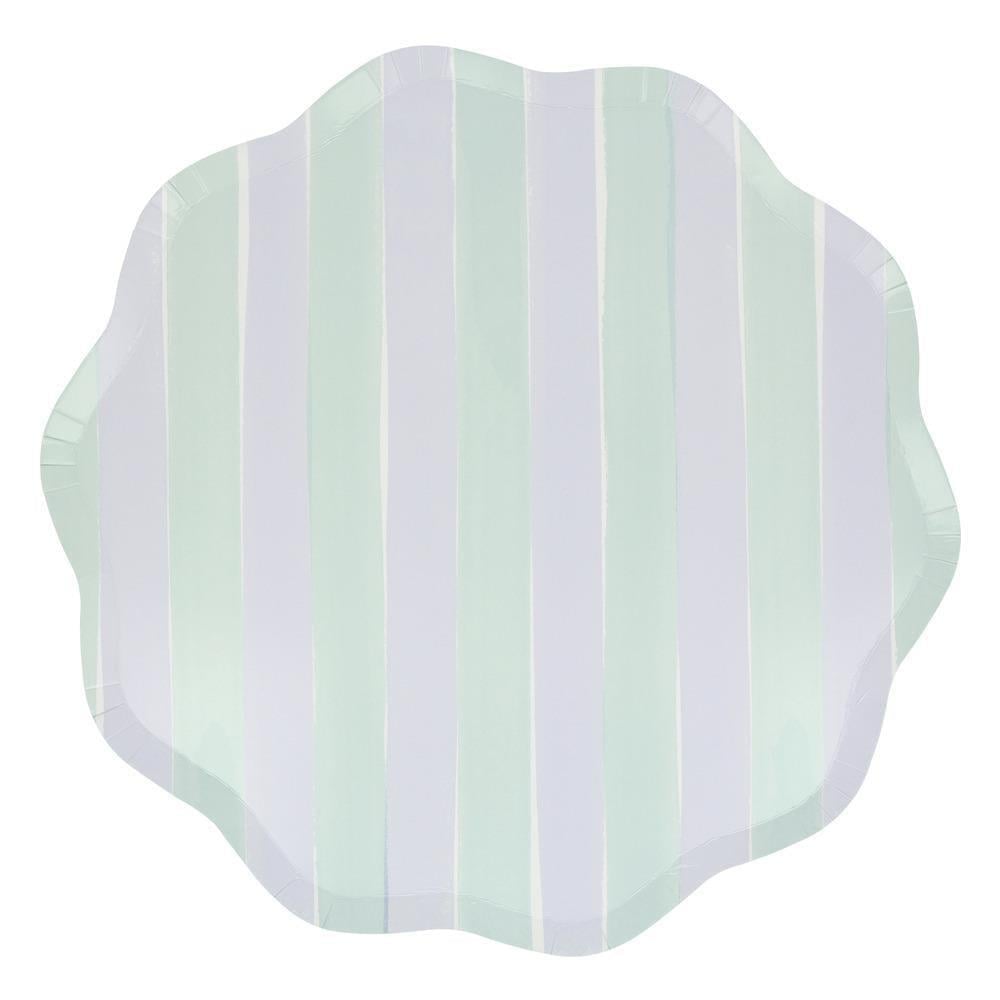 Meri Meri - Pastel Çizgili Tabaklar - L - 8 Adet