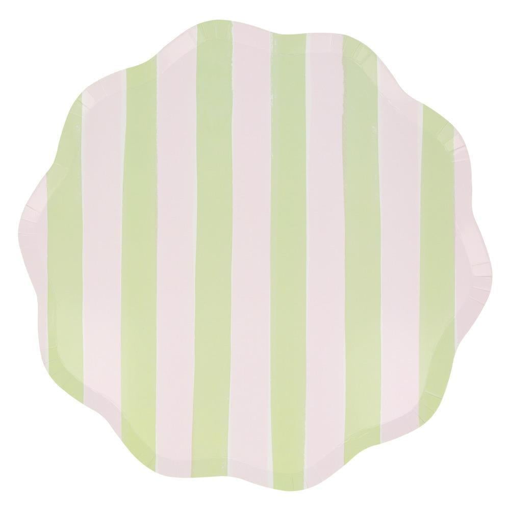 Meri Meri - Pastel Çizgili Tabaklar - L - 8 Adet