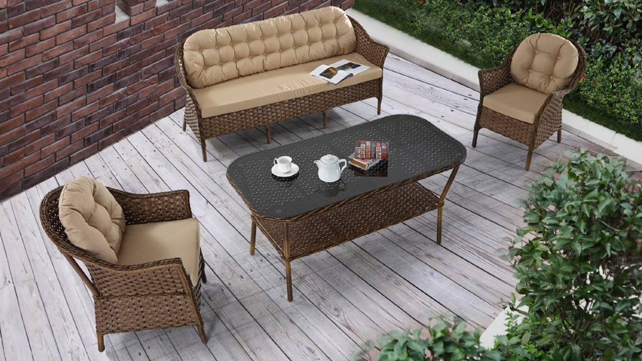Antlia Rattan Üçlü Oturma Grubu