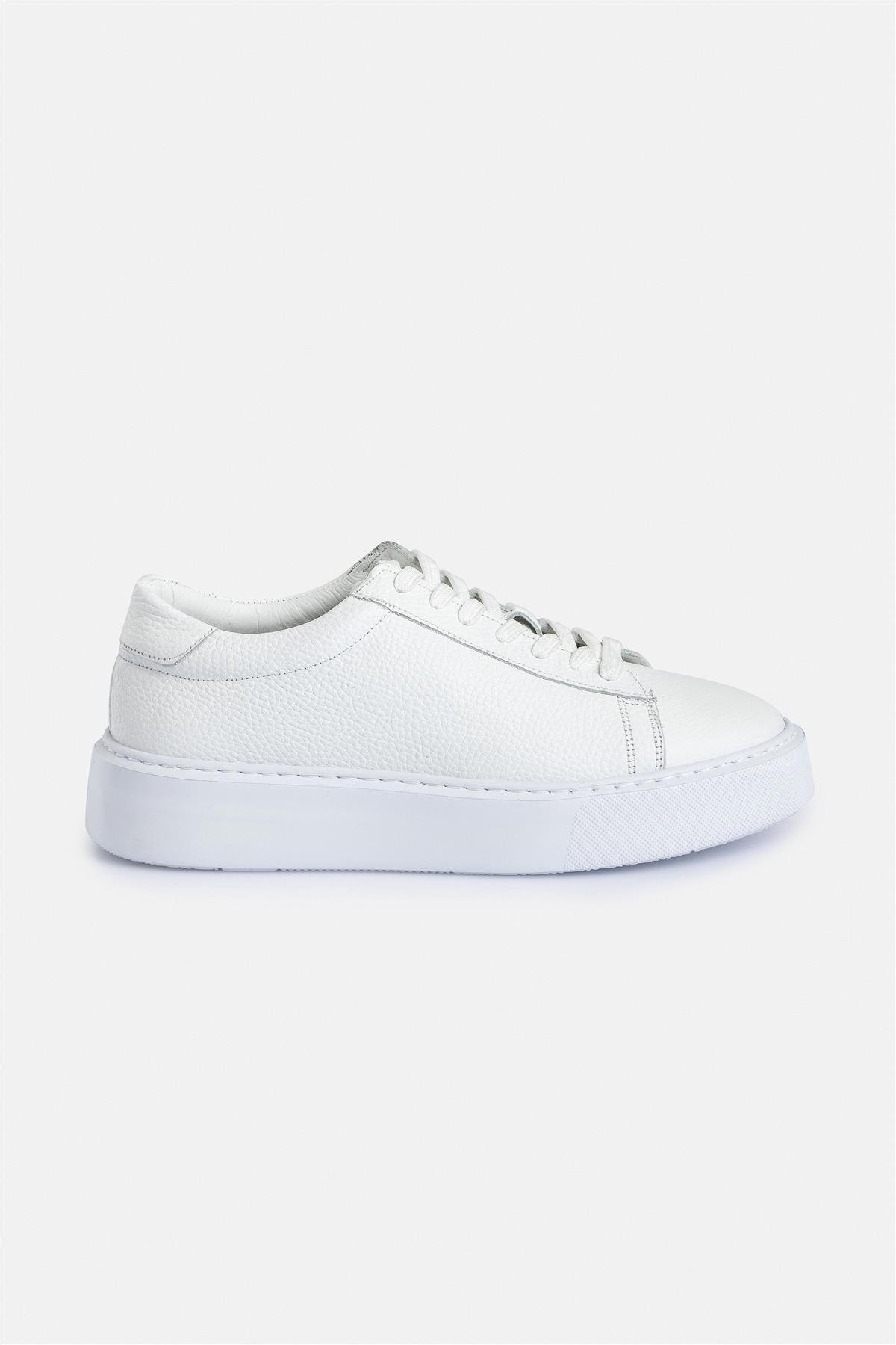 %100 Deri Termo Taban Beyaz Erkek Sneaker Ayakkabı