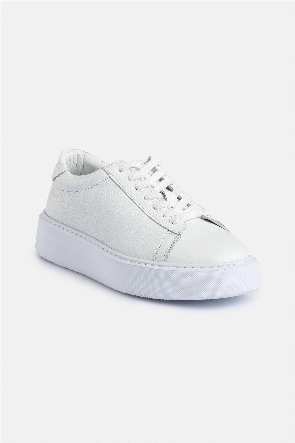 %100 Deri Termo Taban Beyaz Erkek Sneaker Ayakkabı