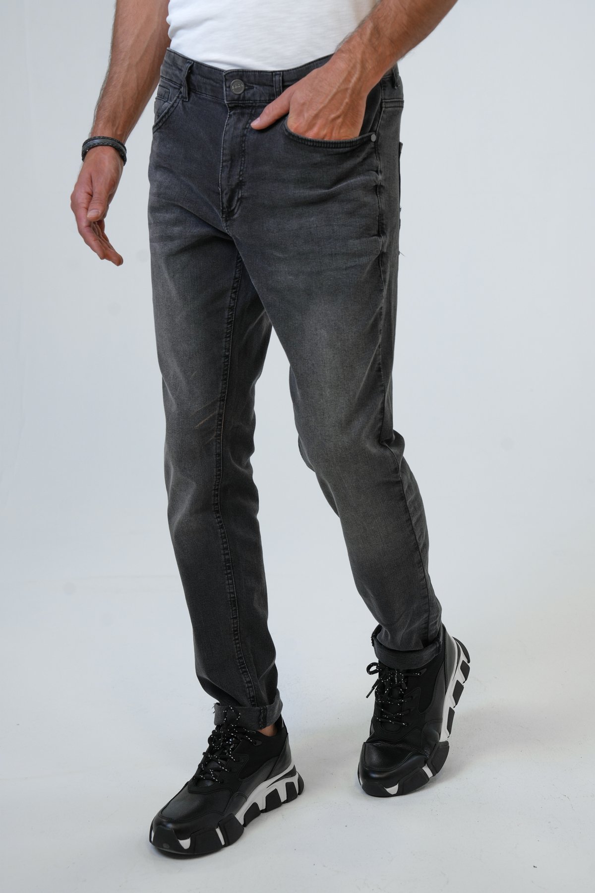 AĞARTMA YIKAMALI SLIM 5 CEP DENIM PANTOLON