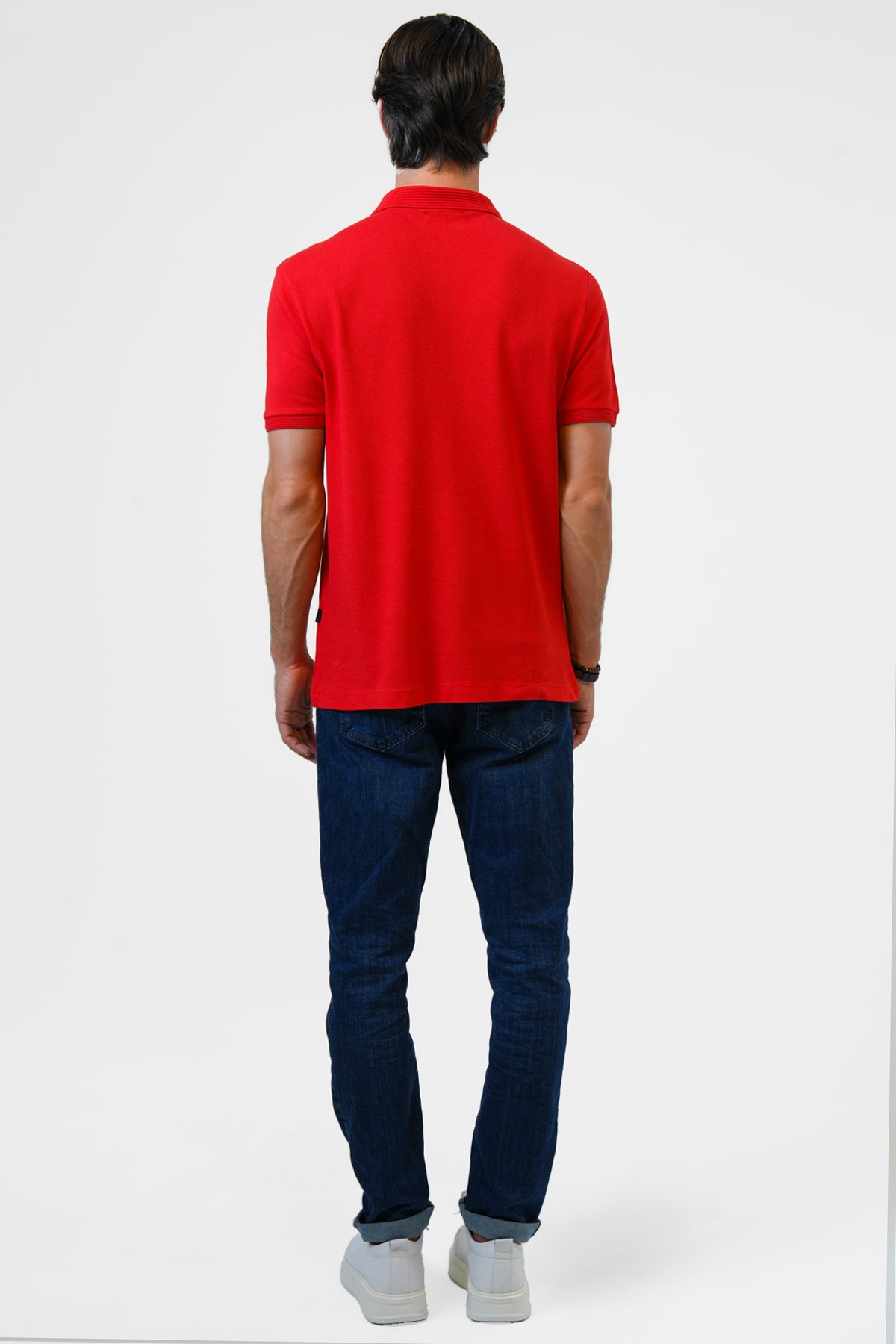 Kırmızı Slim Fit Pamuklu Polo Yaka Tişört