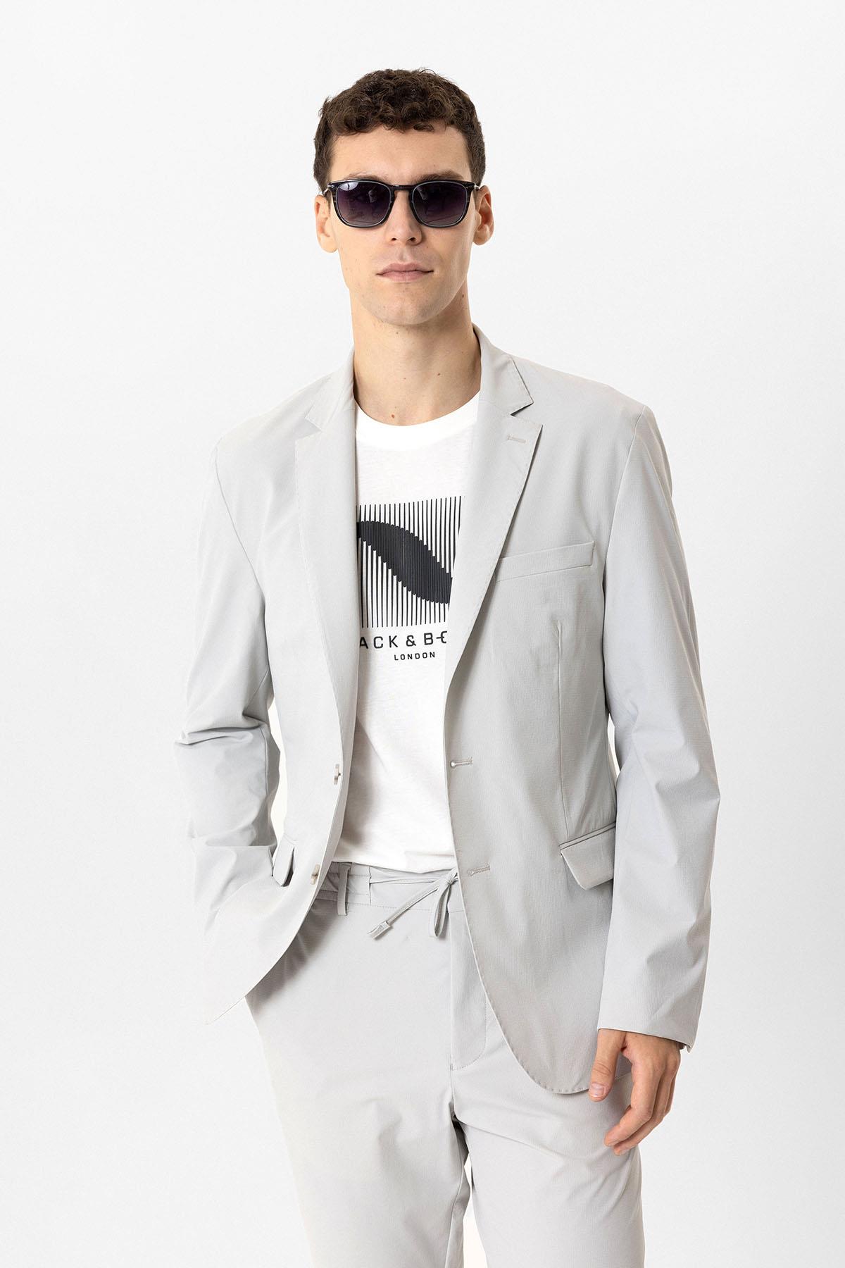 MONO YAKA SLIM FIT DOKUMA CEKET