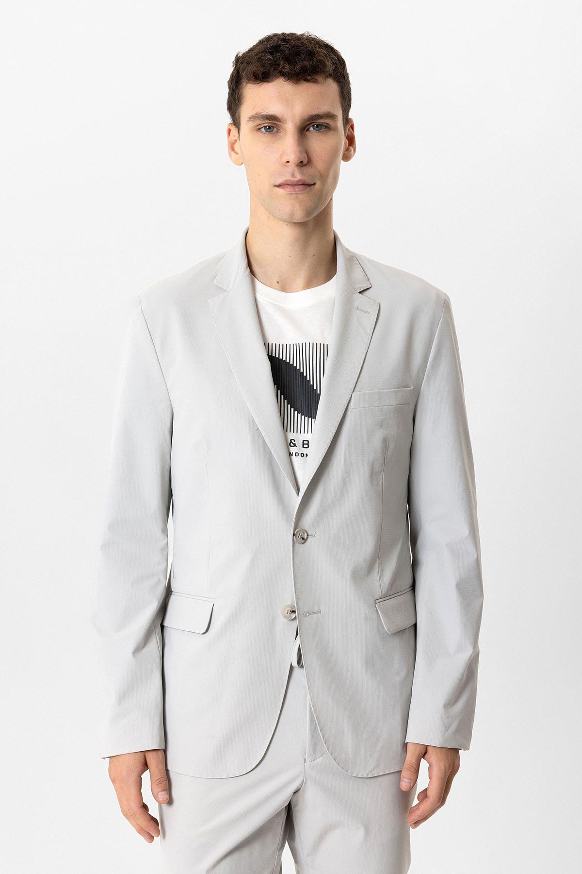 MONO YAKA SLIM FIT DOKUMA CEKET