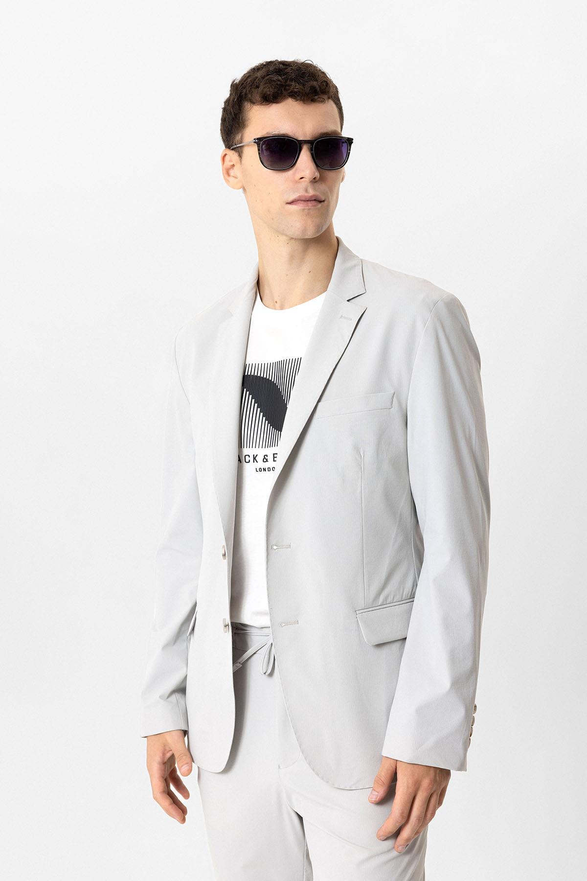 MONO YAKA SLIM FIT DOKUMA CEKET