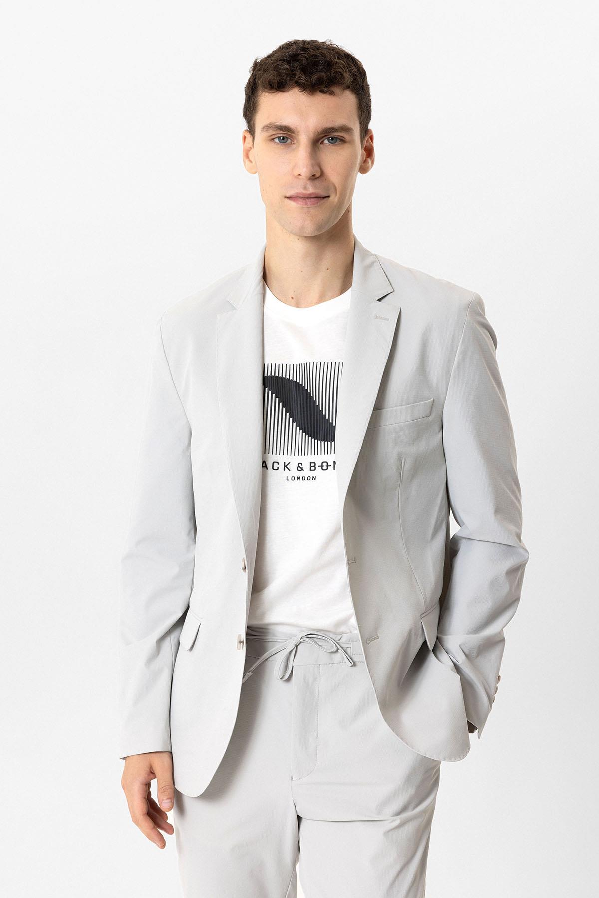 MONO YAKA SLIM FIT DOKUMA CEKET