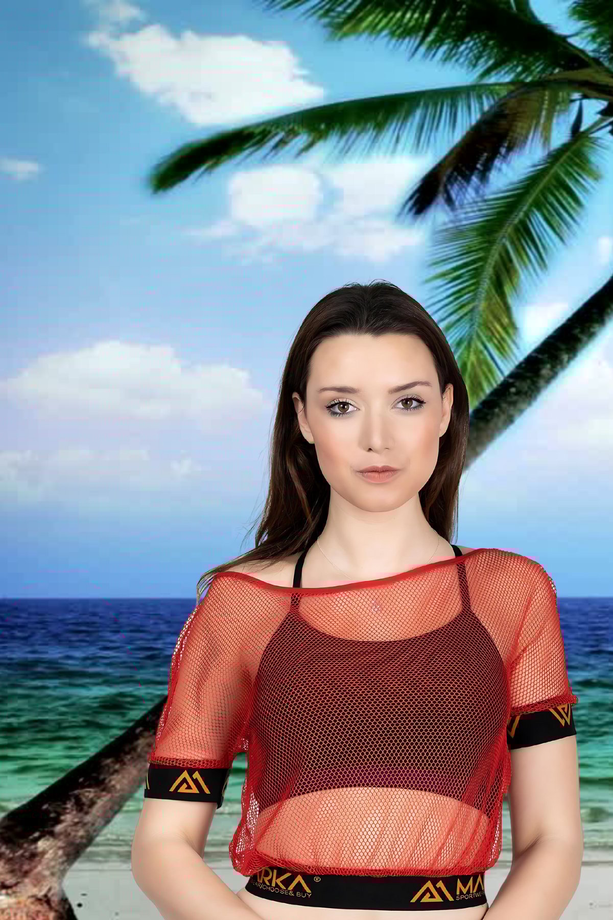 Aria's Closet File Kollu Kırmızı Pareo Mayo Üstüne Pareo