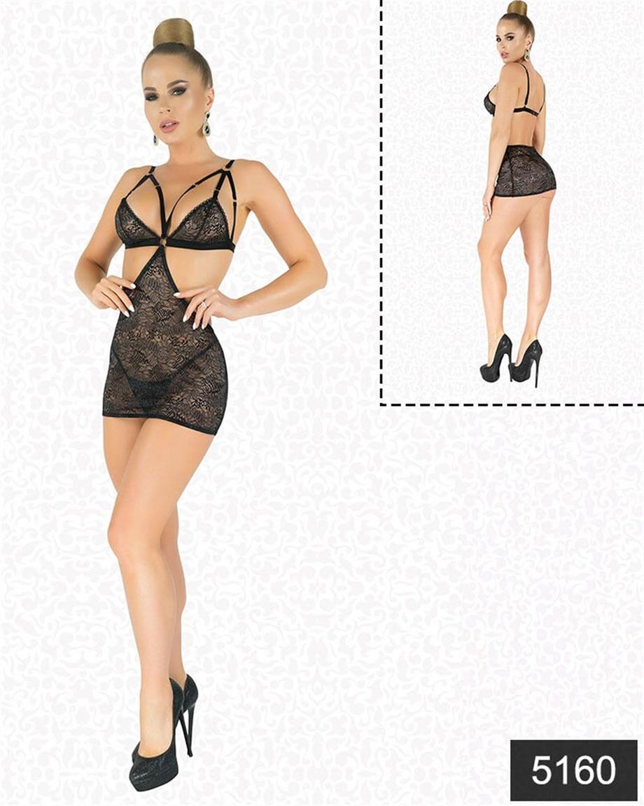 Aria's Closet Simli Likralı  Dantel Babydoll