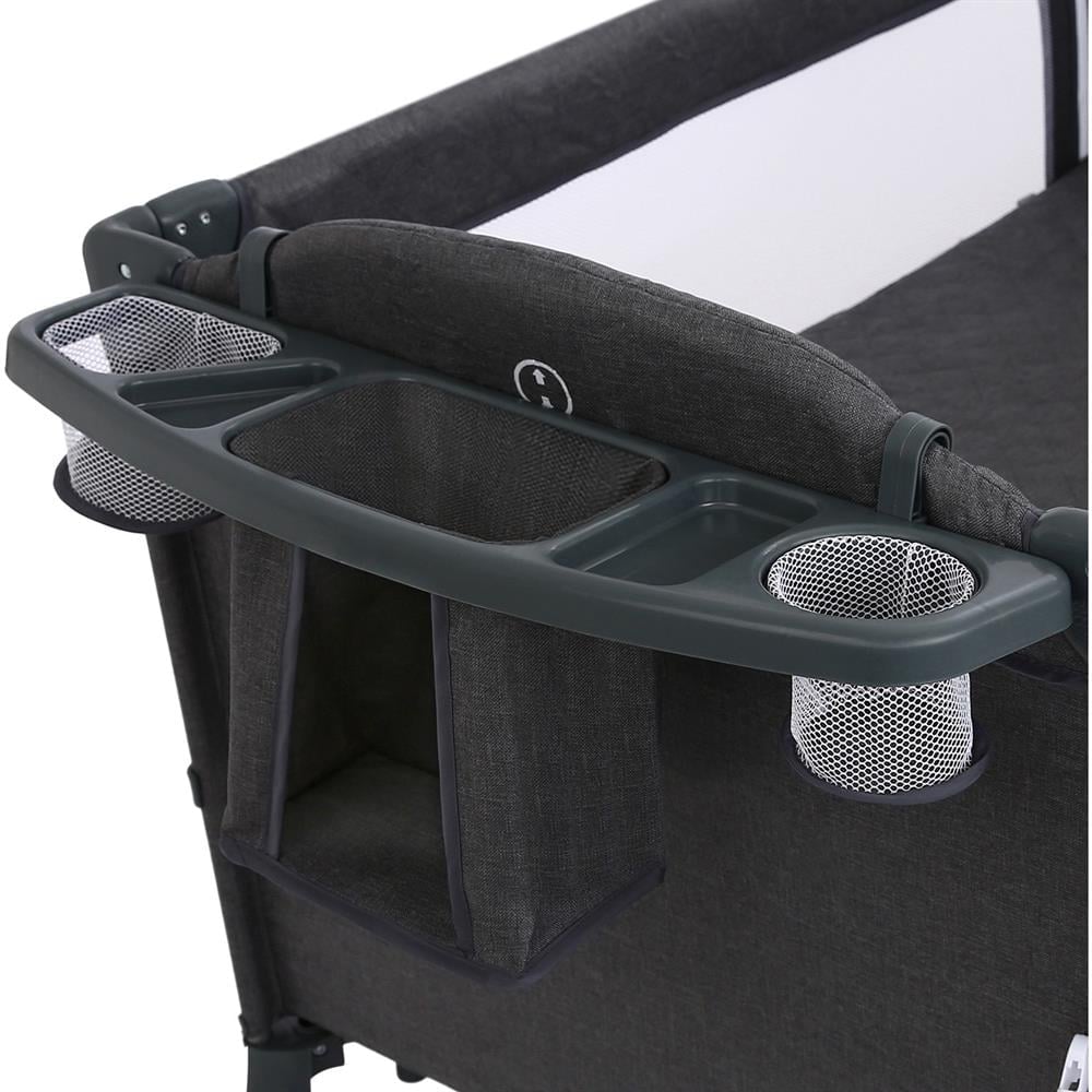 Yoyko Exclusive Comfort 8 in 1 Anne Yanı Park Yatak Oyun Parkı 70x110 - Koyu Gri